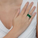 JADEITE SADDLE RING AND PAIR OF DIAMOND BANDS
