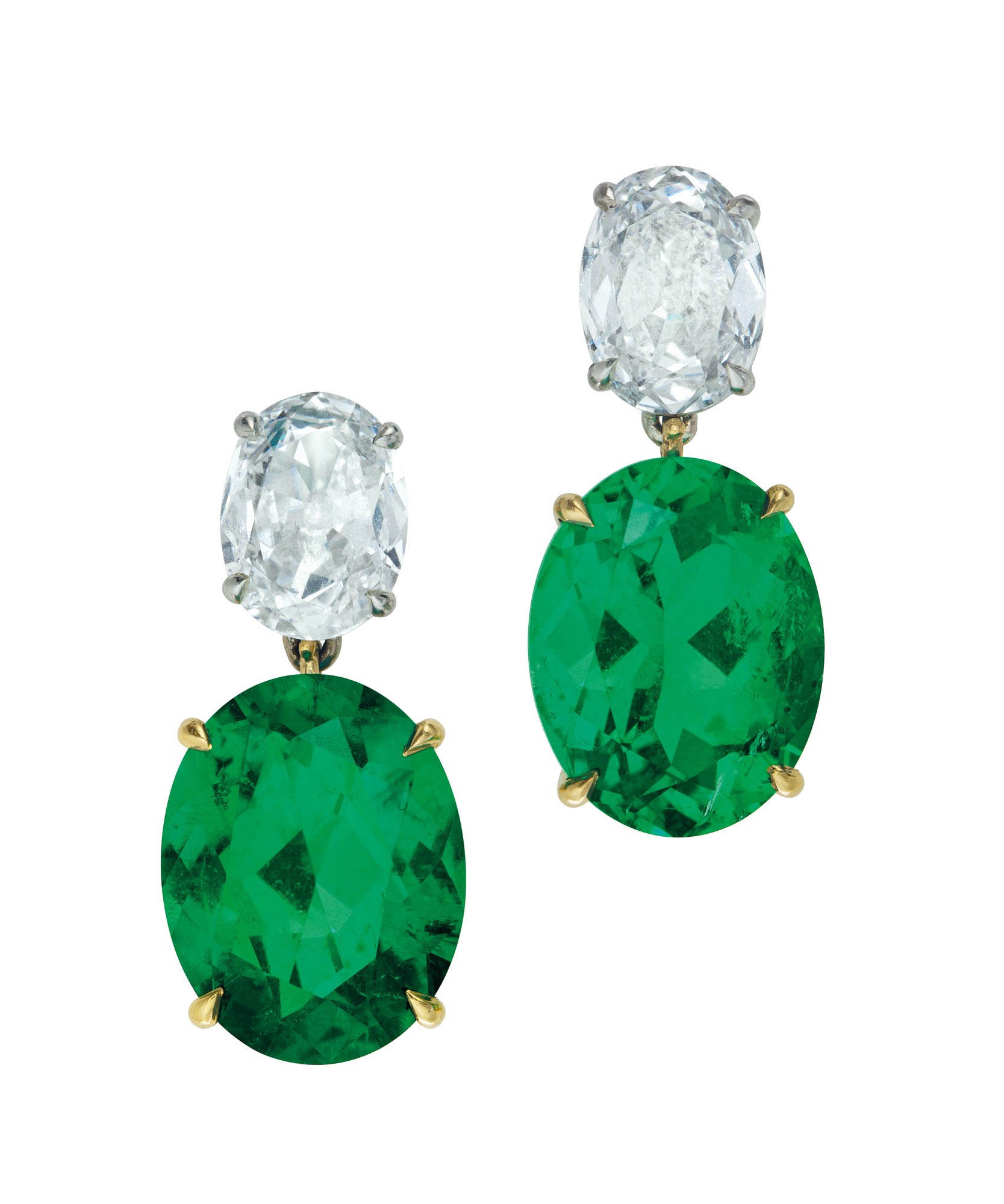 EMERALD AND DIAMOND EARRINGS