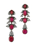RUBY AND DIAMOND CHOKER, BROOCH, EARRING AND RING SUITE
