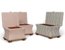 THREE BUTTONED-COTTON OTTOMANS
