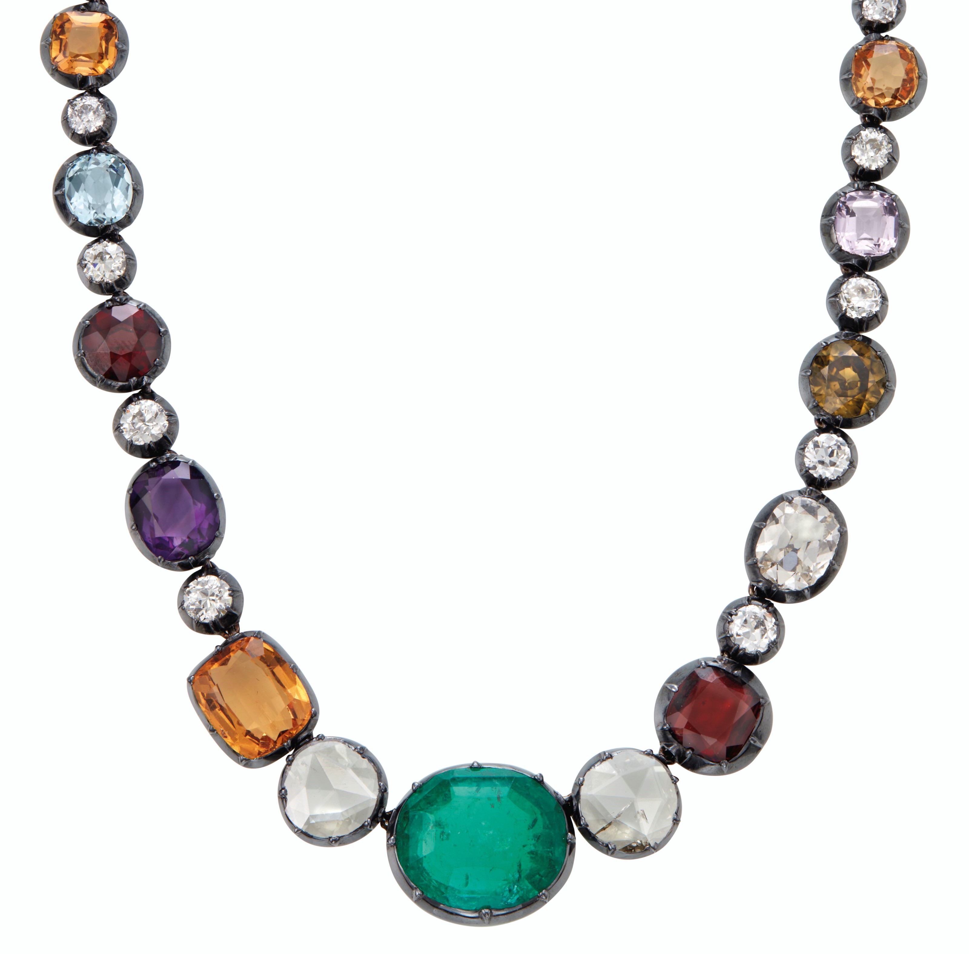 DIAMOND AND MULTI-GEM NECKLACE