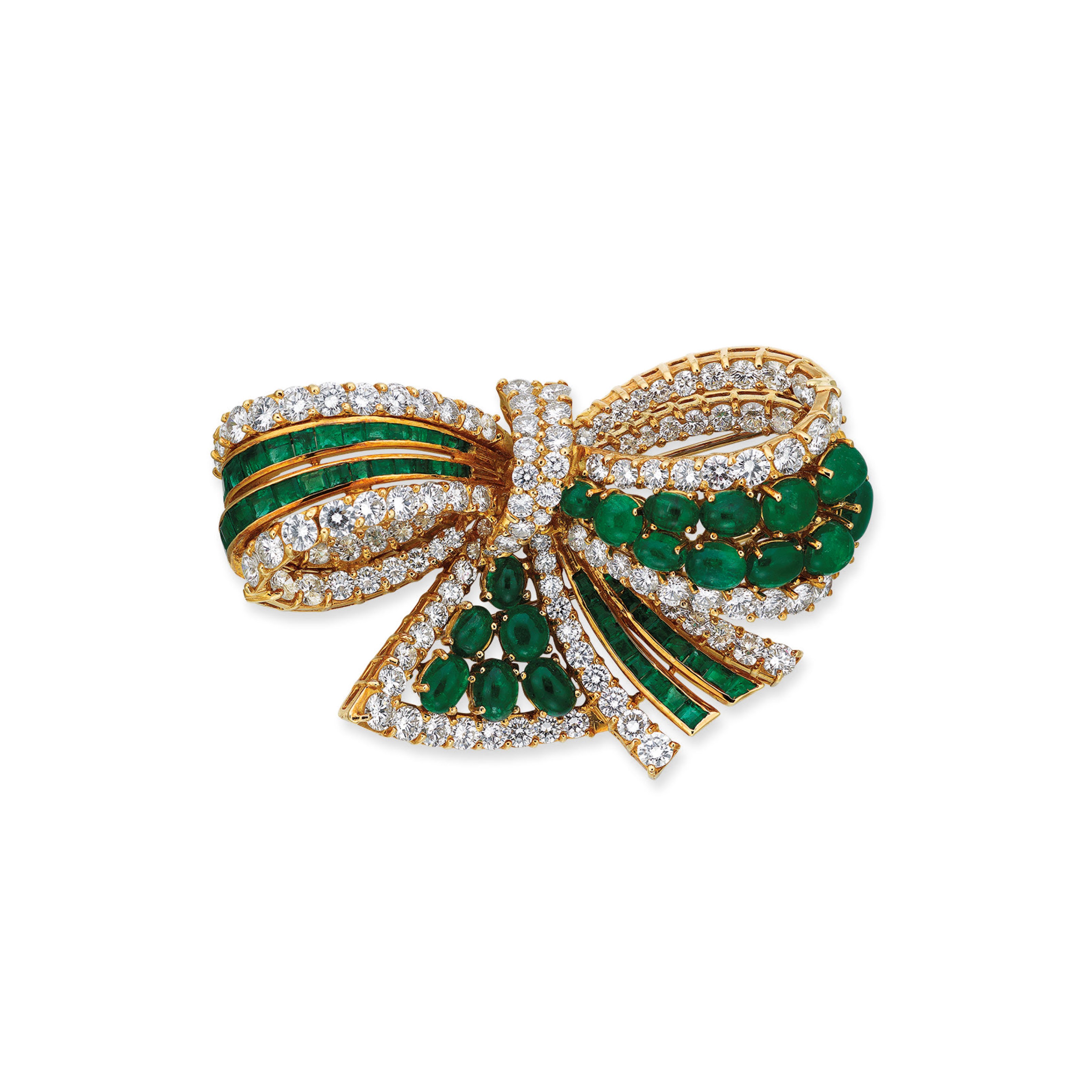 EMERALD AND DIAMOND BROOCH