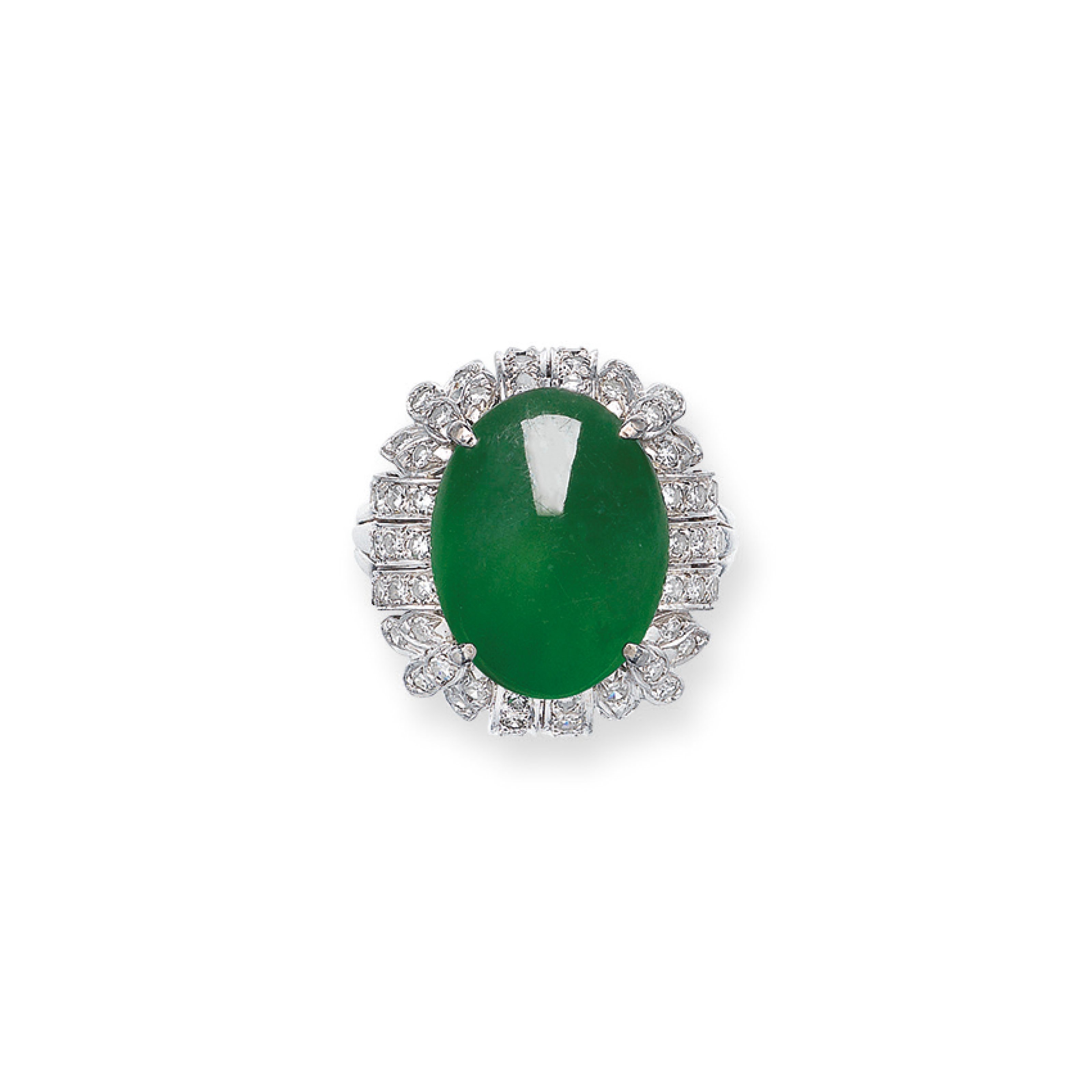 JADEITE AND DIAMOND RING
