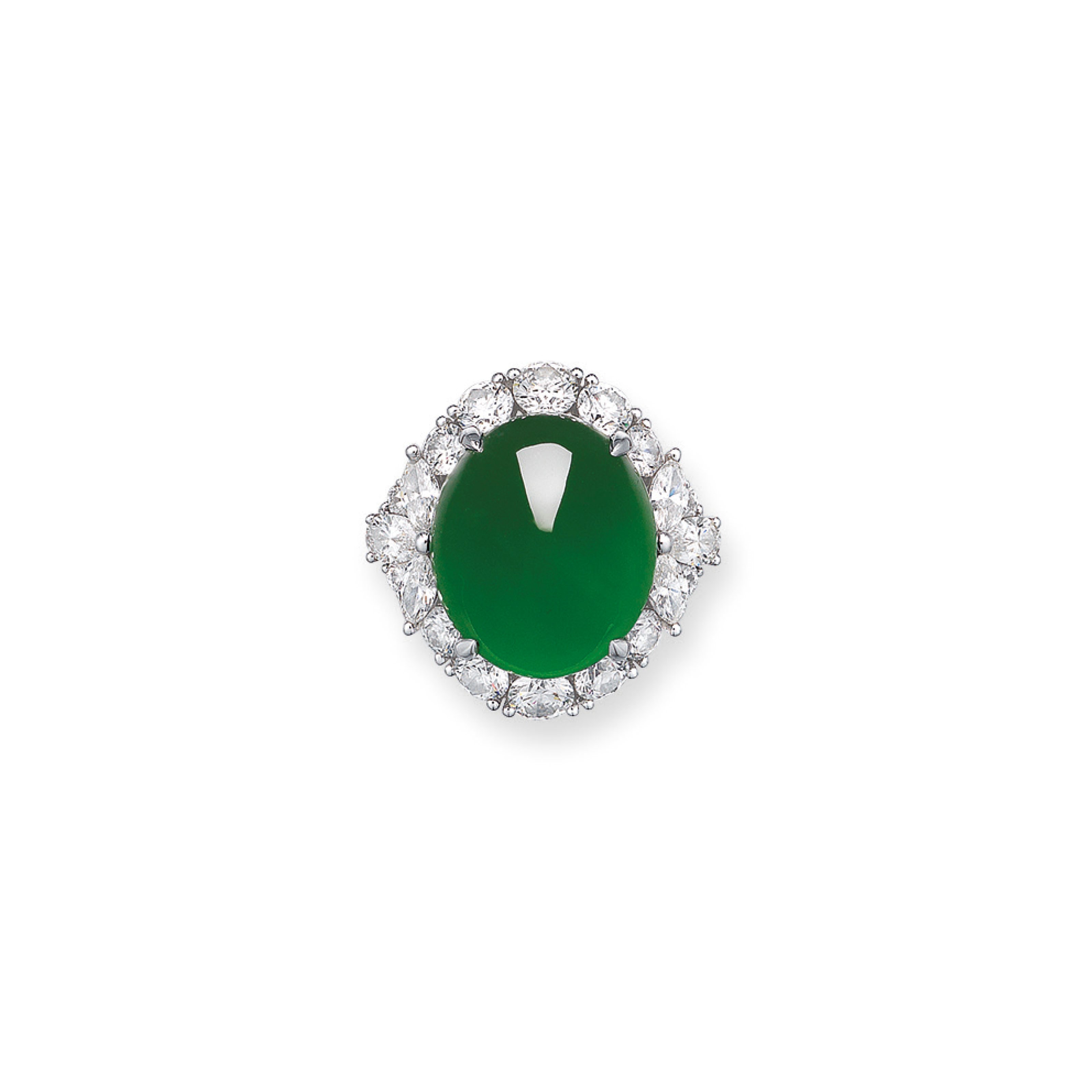 JADEITE AND DIAMOND RING