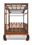 A CHINESE HONGMU RECTANGULAR CANOPY-BED