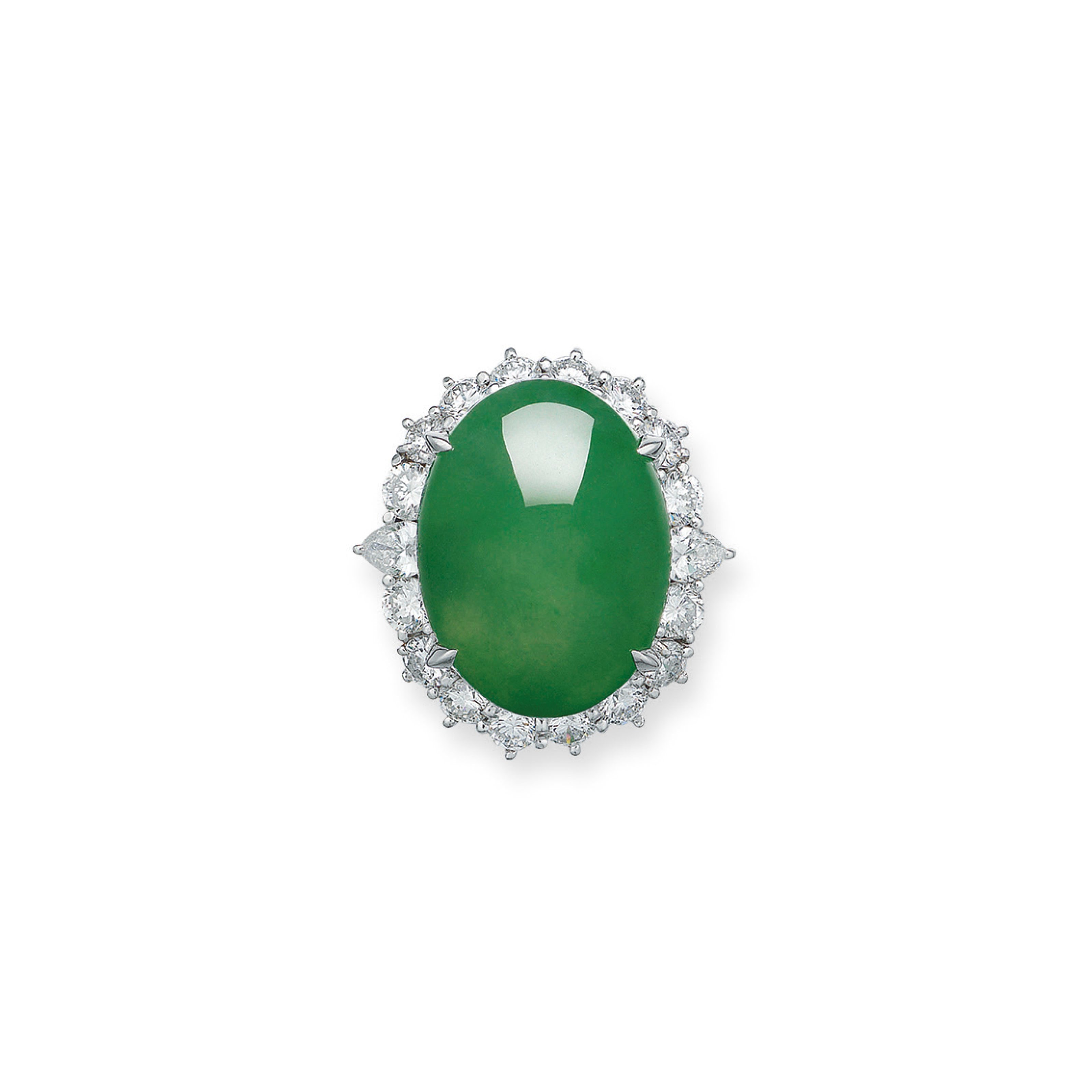 JADEITE AND DIAMOND RING