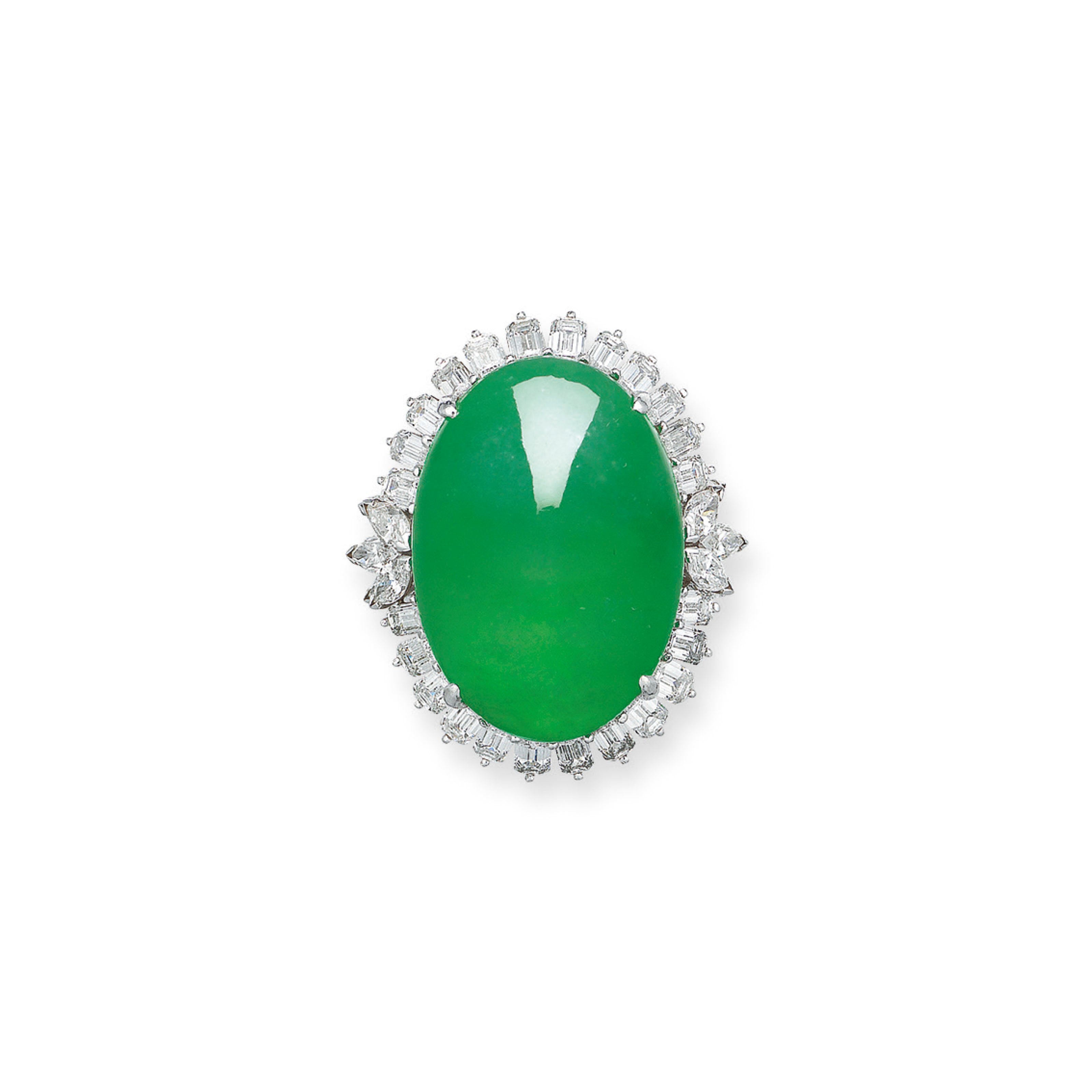 JADEITE AND DIAMOND RING