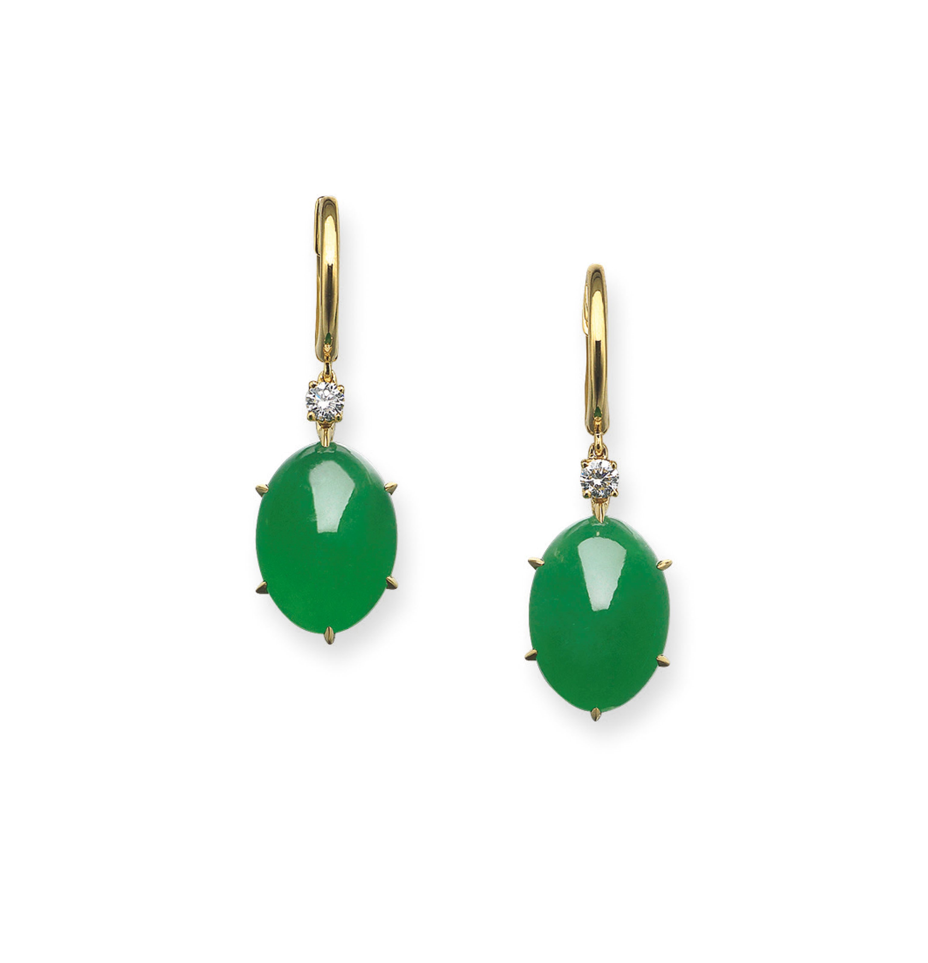 JADEITE AND DIAMOND EARRINGS