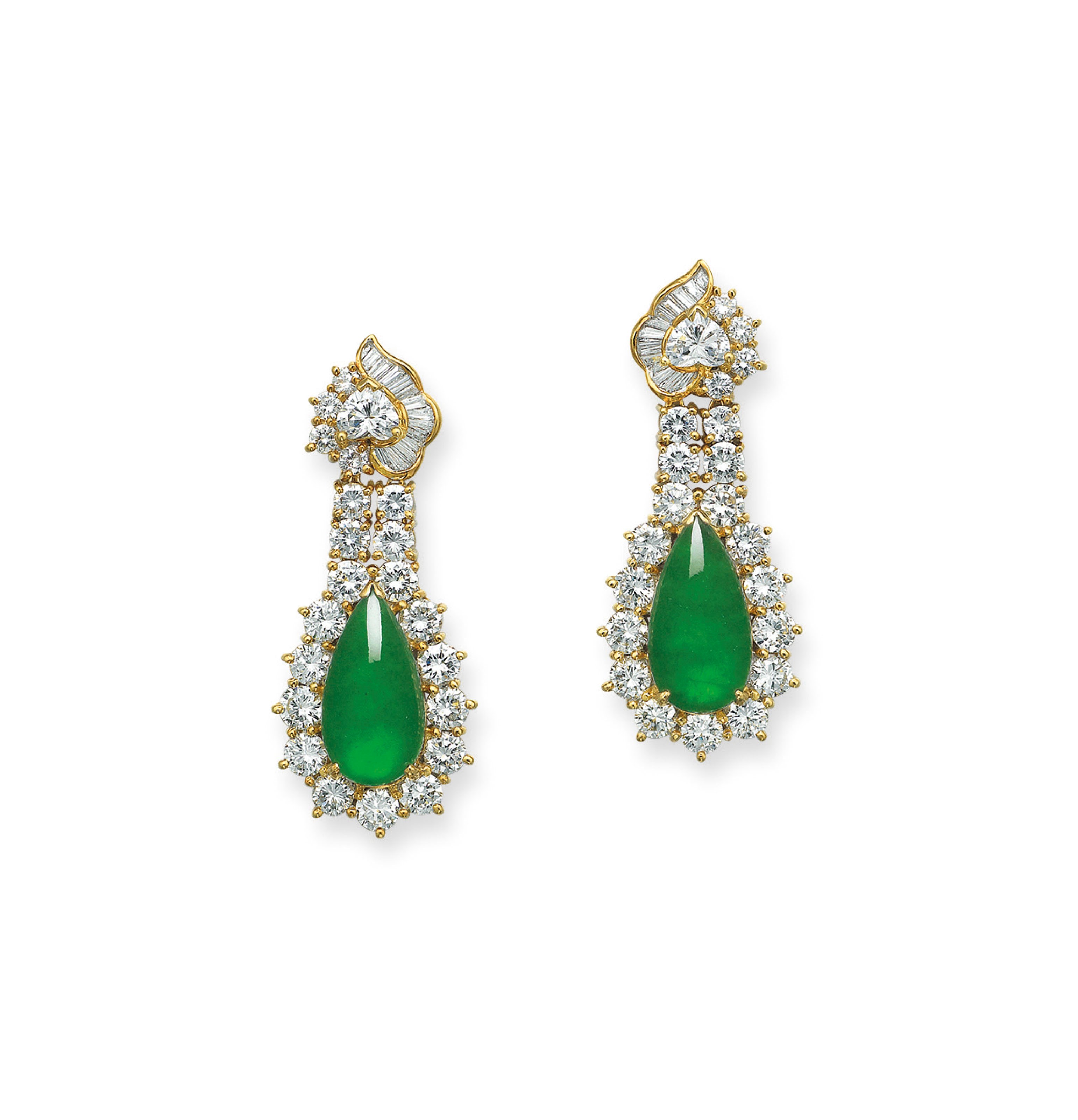 JADEITE AND DIAMOND EARRINGS
