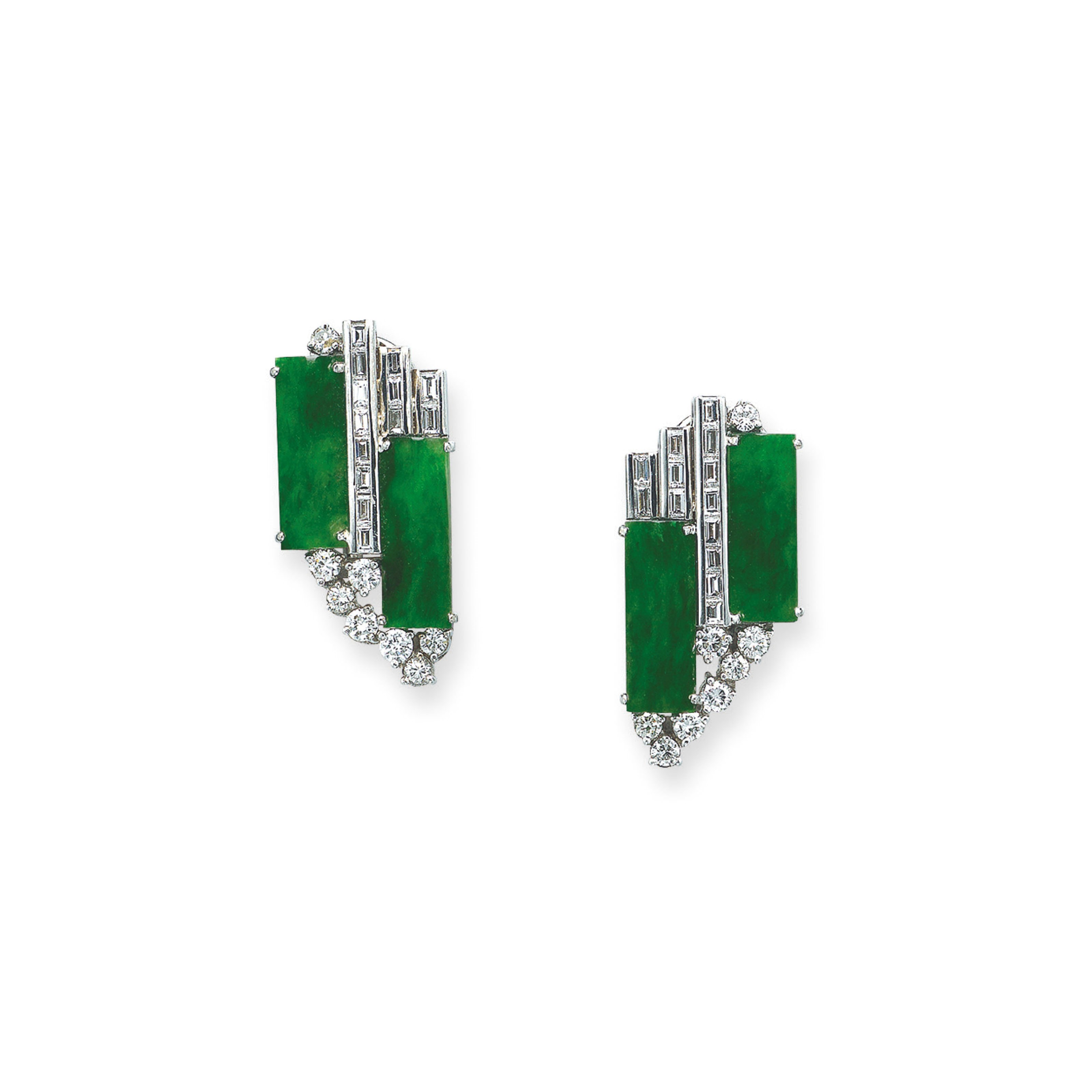JADEITE AND DIAMOND EARRINGS