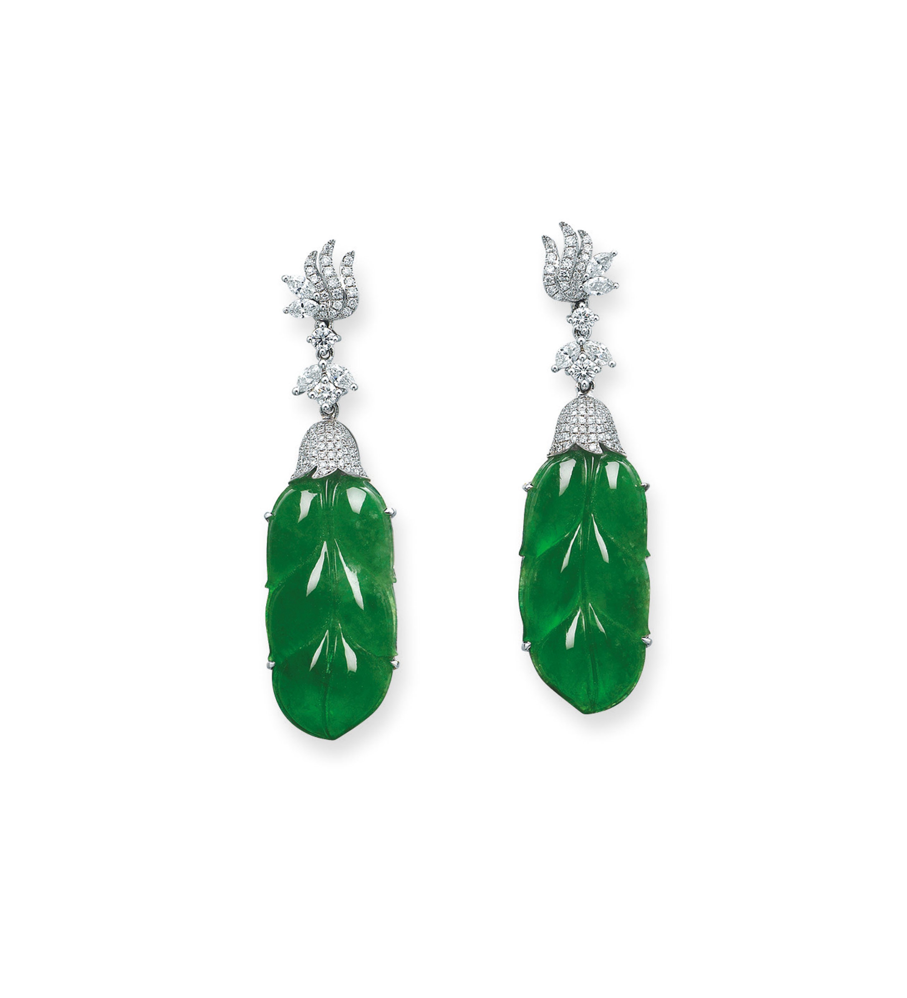JADEITE AND DIAMOND EARRINGS