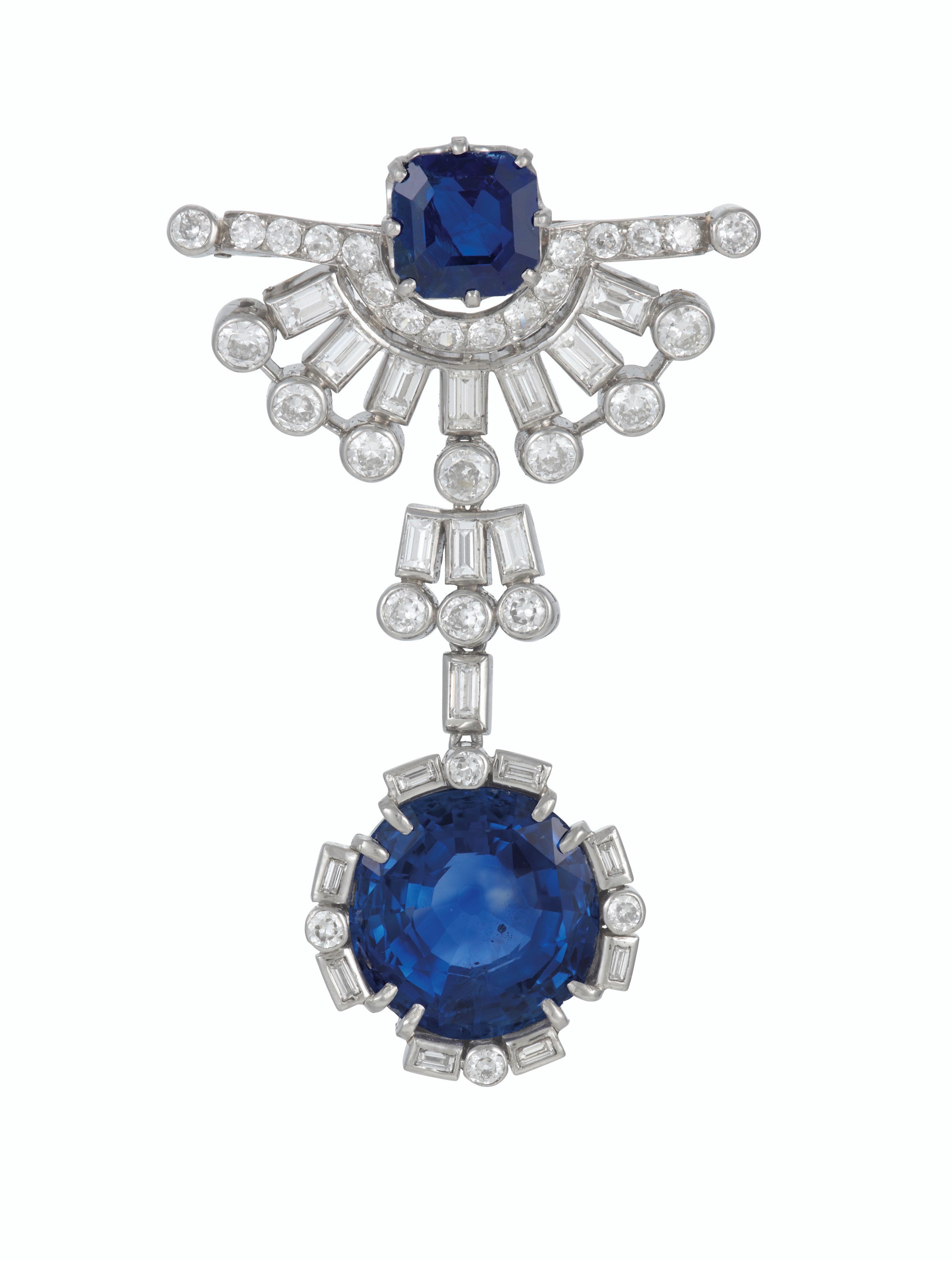 SAPPHIRE AND DIAMOND BROOCH