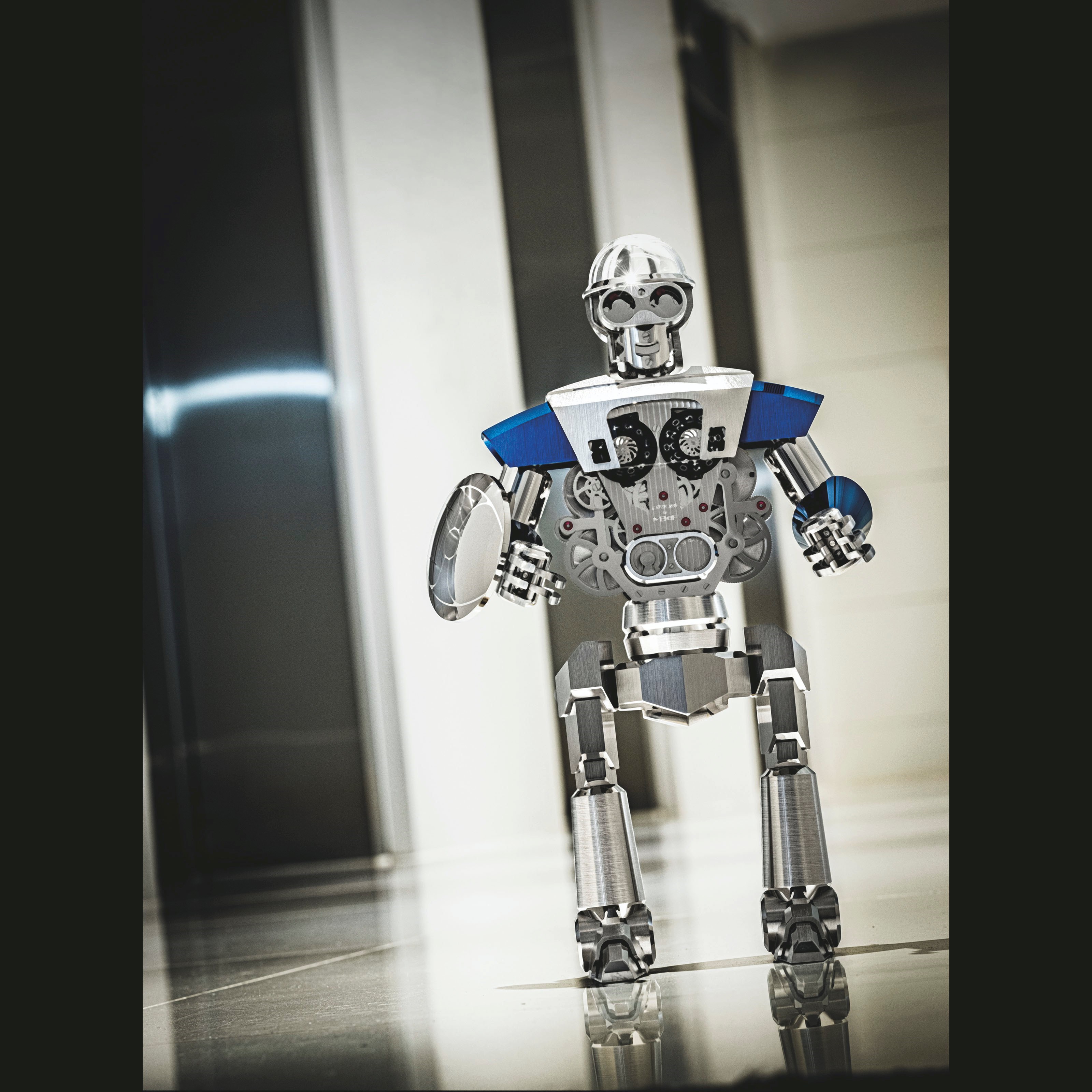 MB&F X L’ÉPÉE 1839. A PALLADIUM-PLATED POLISHED BRASS LIMITED EDITION JUMP HOUR ROBOT CLOCK WITH RETROGRADE SECONDS, POWER RESERVE AND MOON PHASE