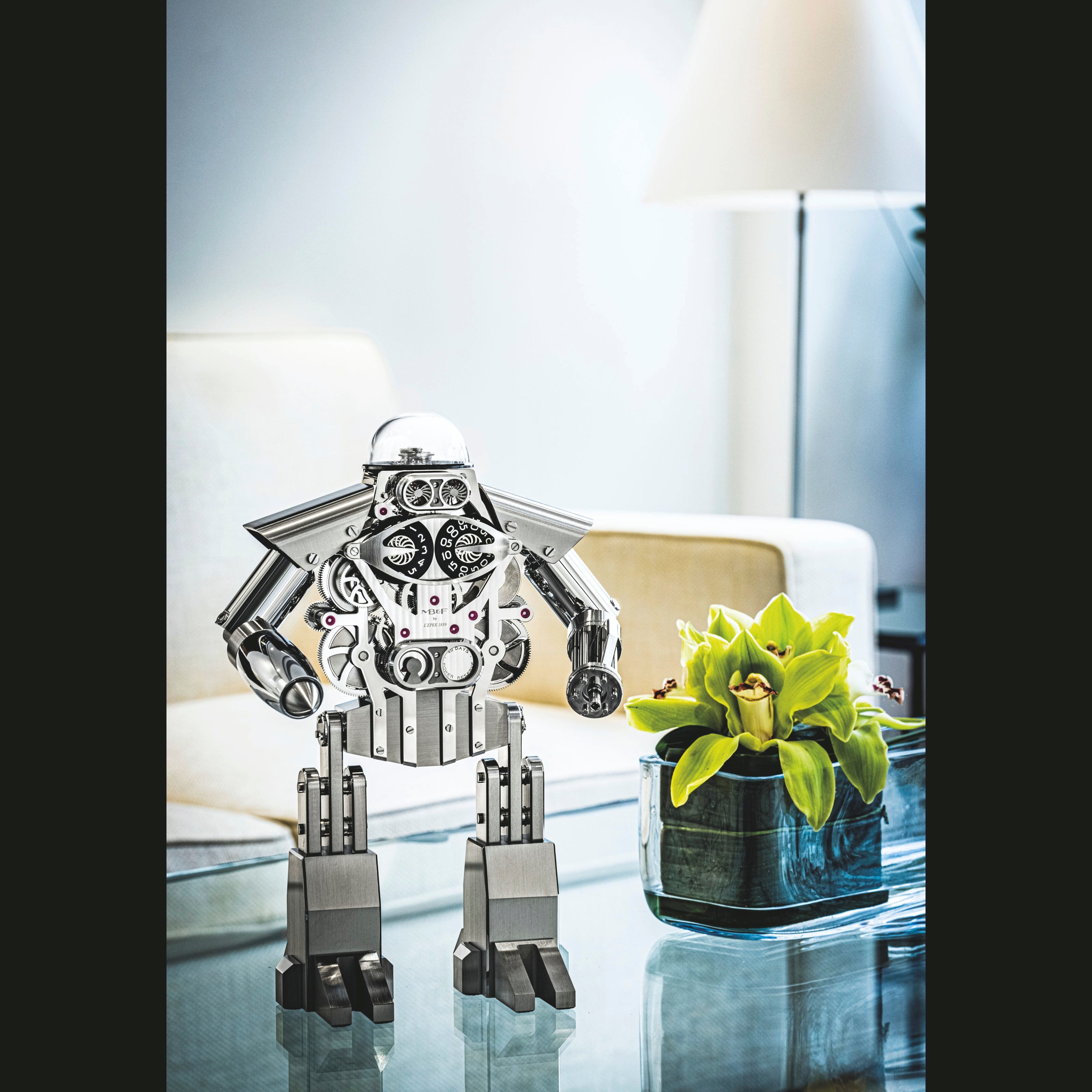 MB&F X L’ÉPÉE 1839. A STAINLESS STEEL AND BRASS LIMITED EDITION “SLOW” JUMP HOUR ROBOT CLOCK WITH RETROGRADE SECONDS AND POWER RESERVE