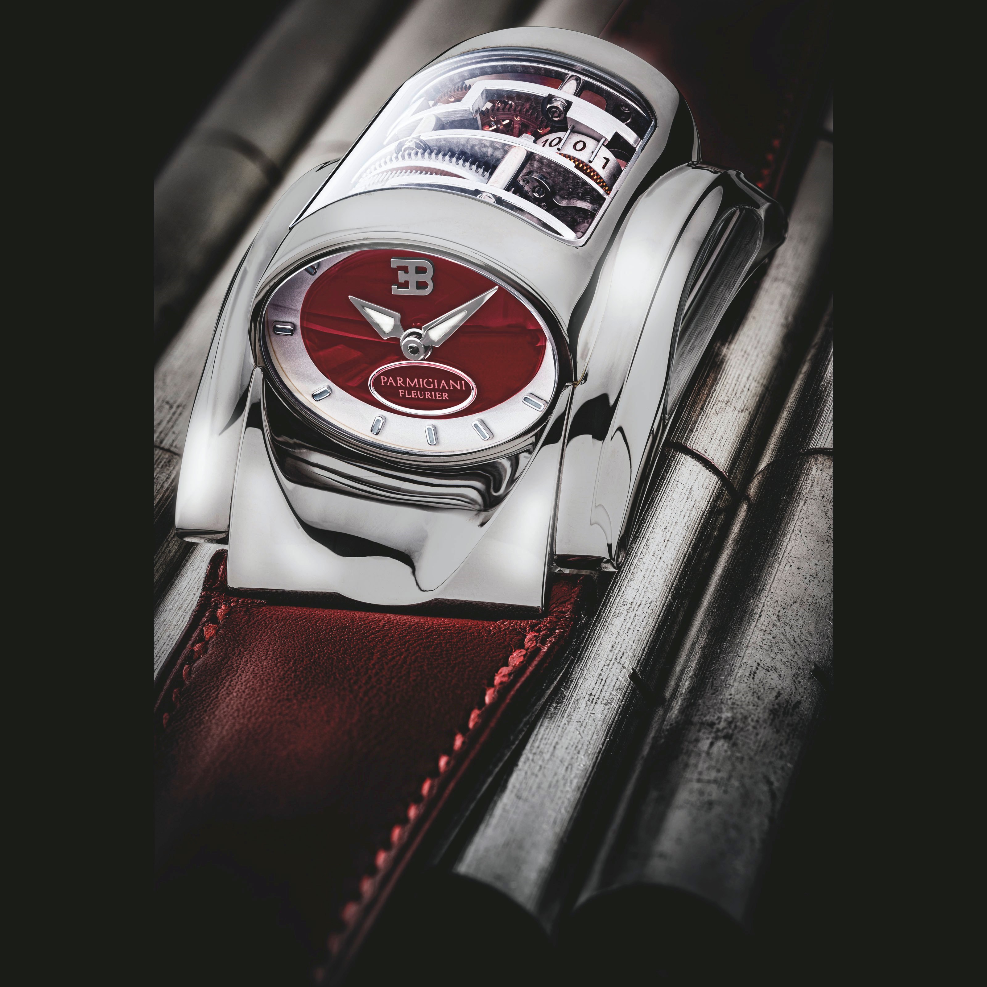 PARMIGIANI FLEURIER，罕有及与别不同，18K白金腕表，配动力储存，BUGATTI TYPE 370，限量生产共50枚，约2004年制，附原厂证书、盒子及外包装