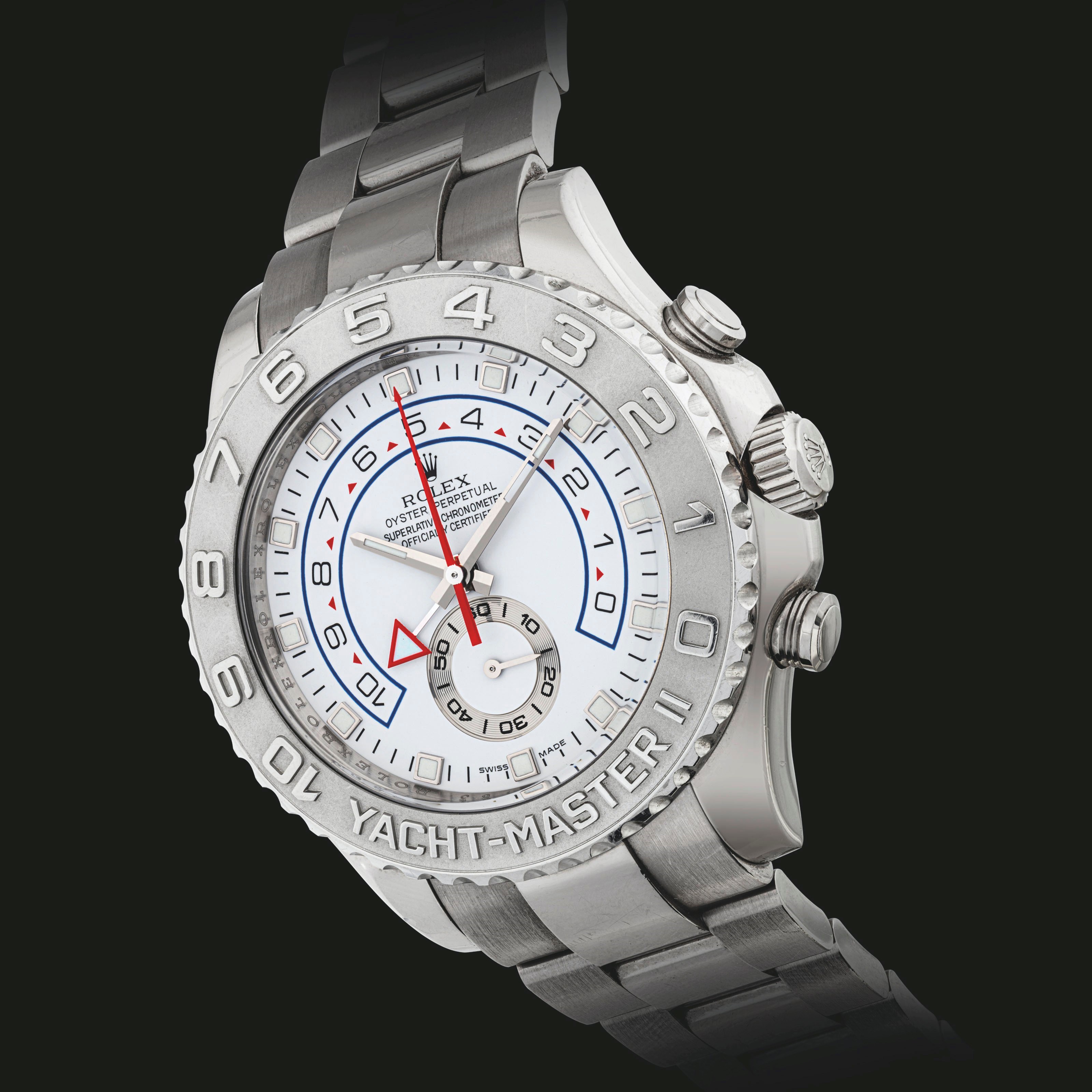 劳⼒⼠，18K白金REGATTA帆船赛倒数计时自动上弦链带腕表，YACHT-MASTER II，型号116689，约2007年制，附原厂证书、盒子及外包装