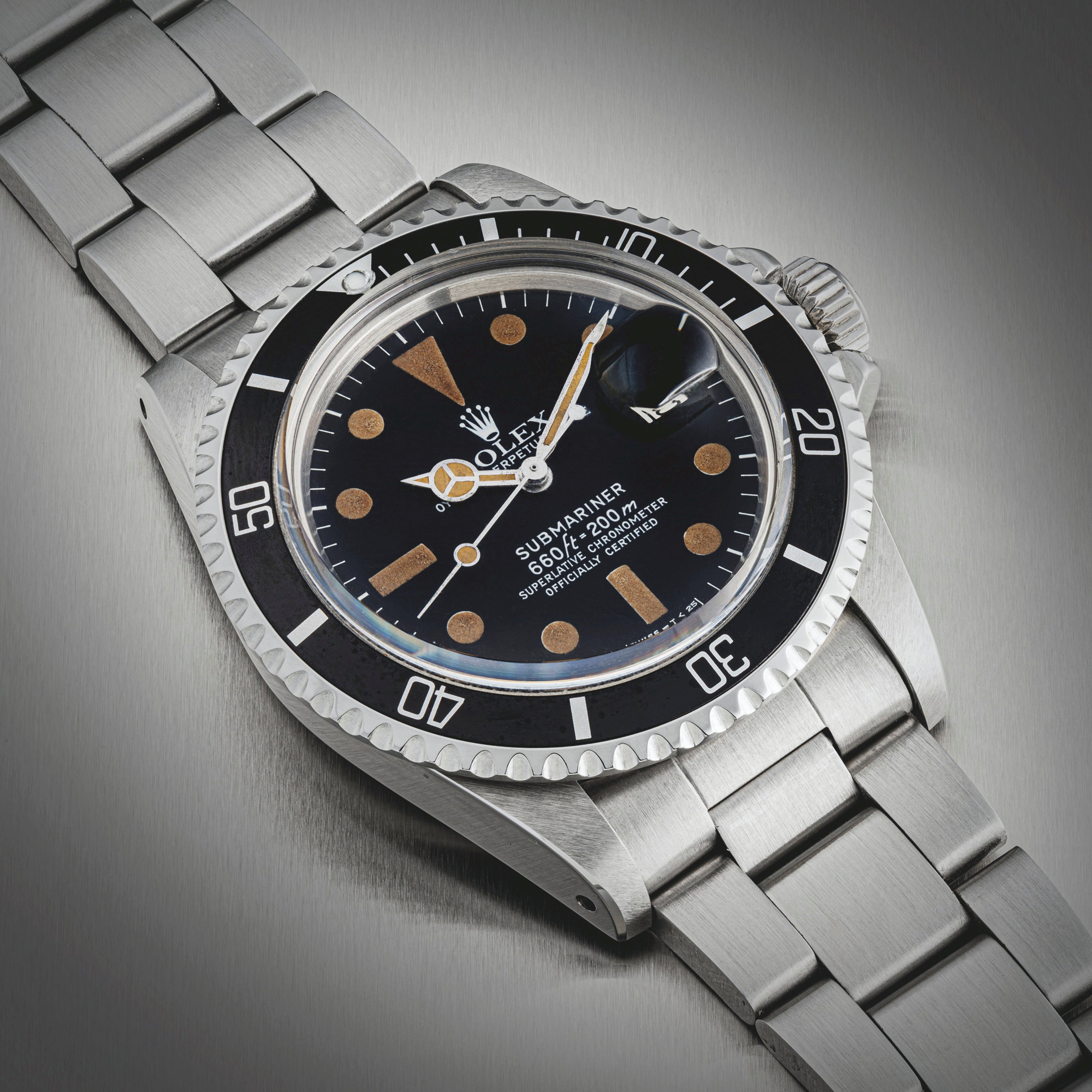 劳力士，不锈钢自动上弦链带腕表，SUBMARINER DATE，型号1680，约1978年制，附劳力士维修单据