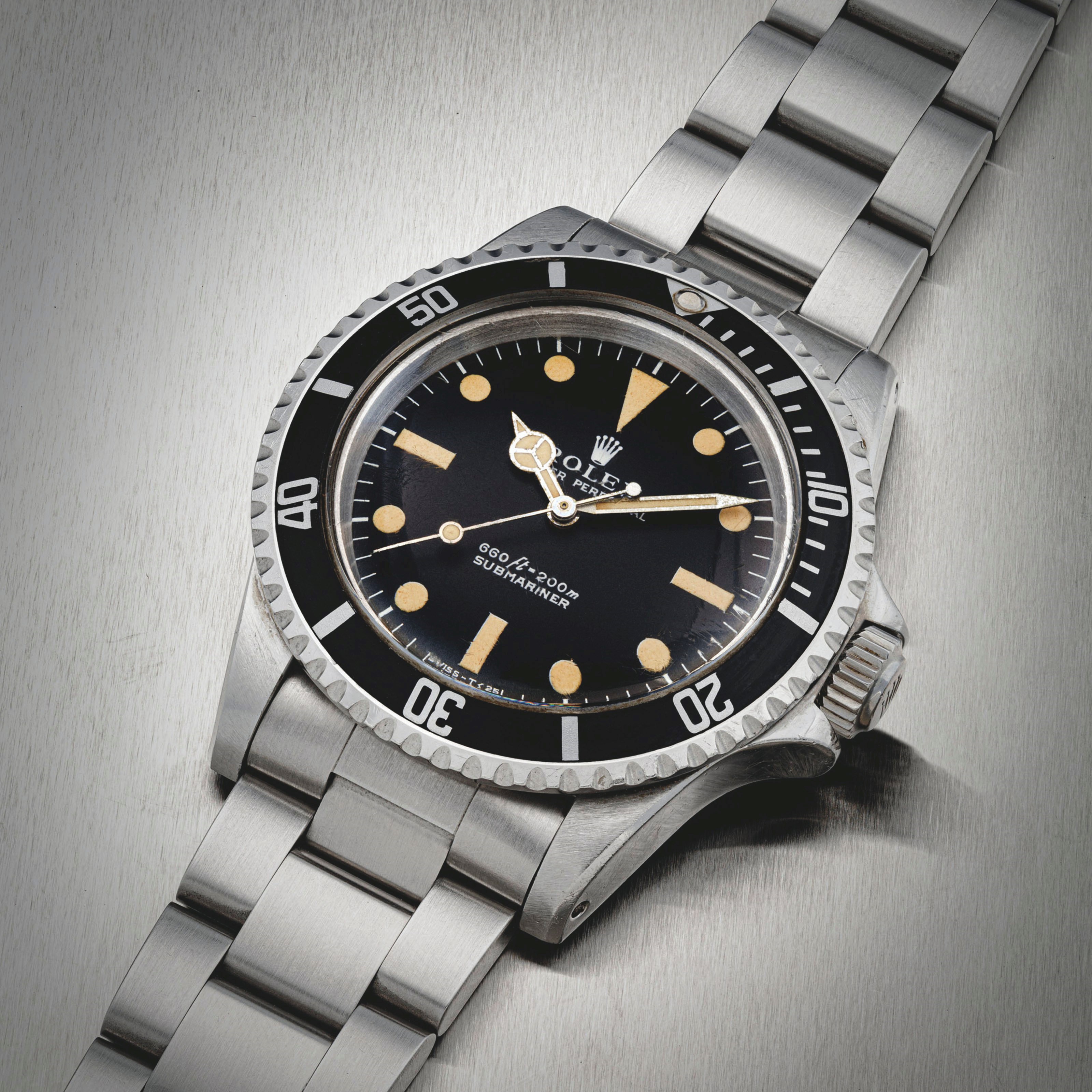 劳力士，不锈钢自动上弦链带腕表，配中心秒针，SUBMARINER，型号5513，约1970年制