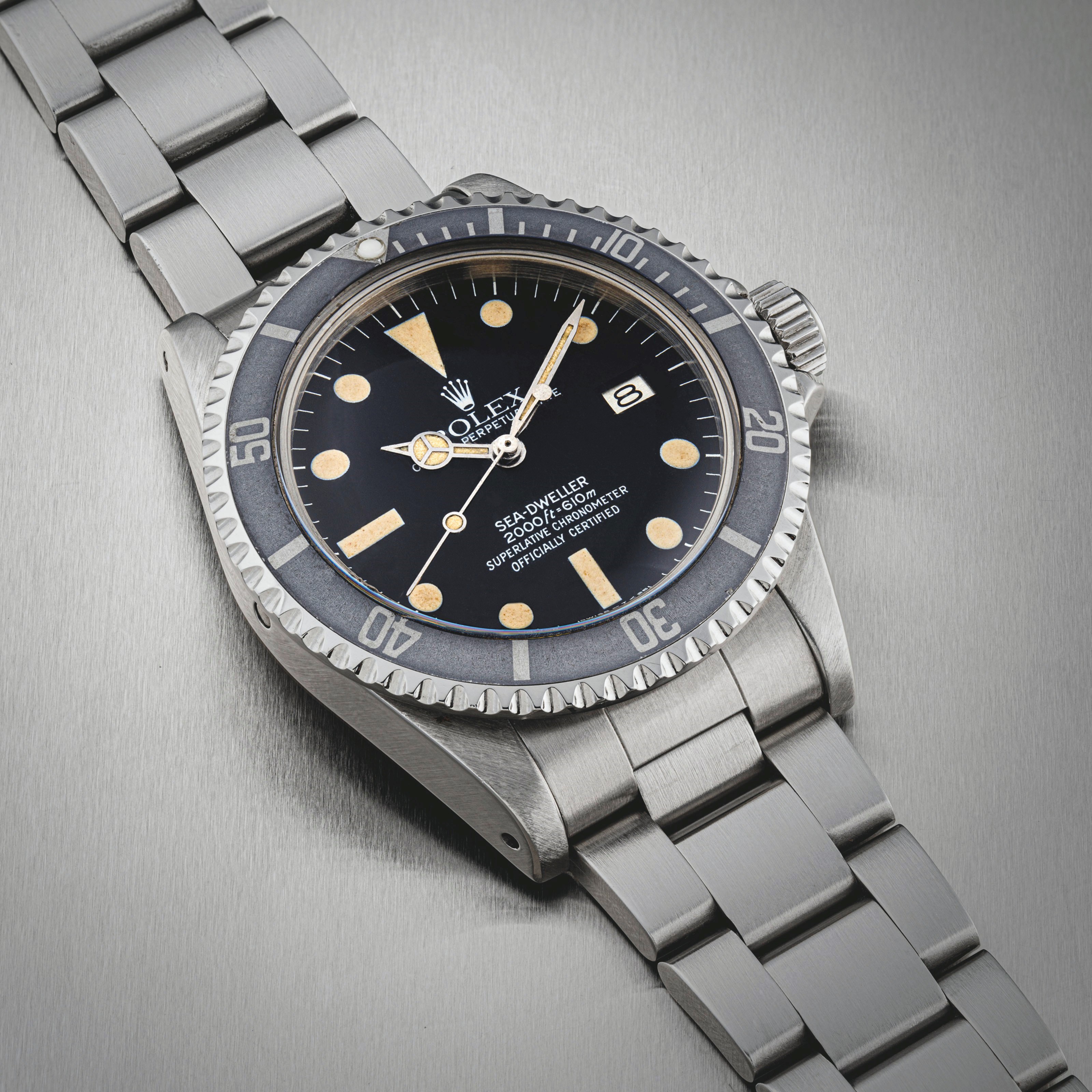 劳力士，不锈钢自动上弦链带腕表，配中心秒针及日历显示，SEA-DWELLER，型号1665，约1979年制