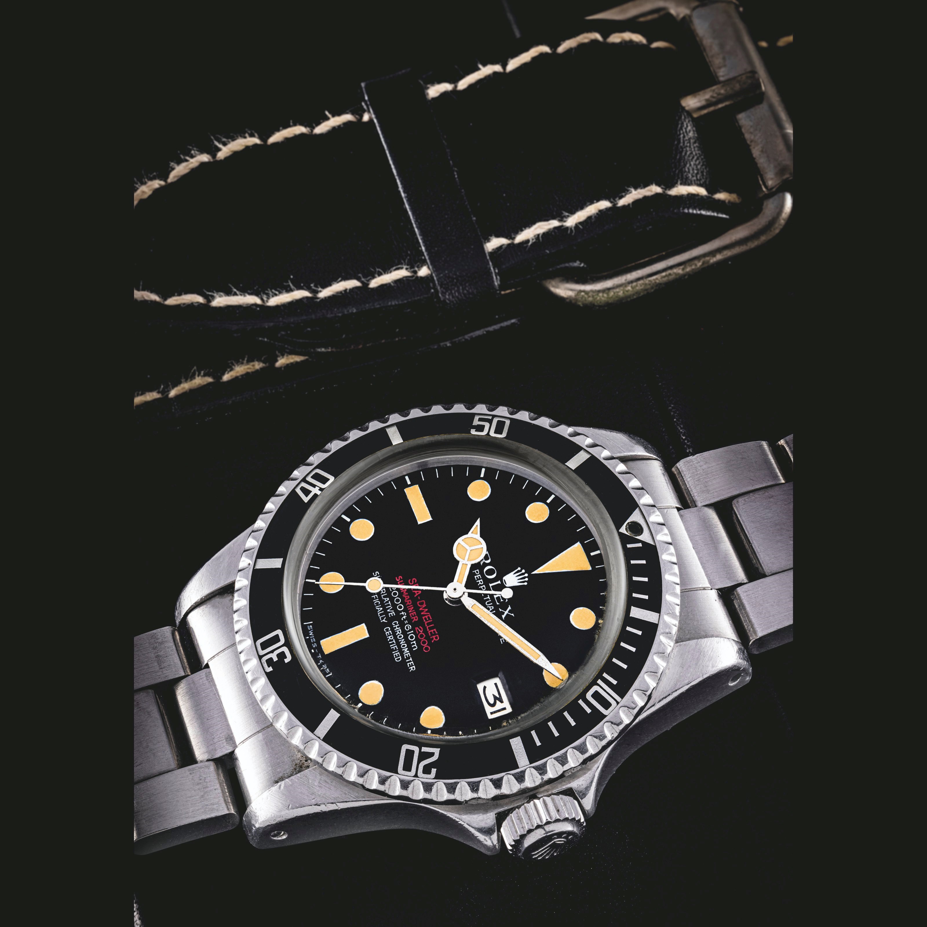 劳力士，不锈钢自动上弦链带腕表，配日历显示，SEA-DWELLER 「DOUBLE RED MK2表盘」，型号1665，约1967年制