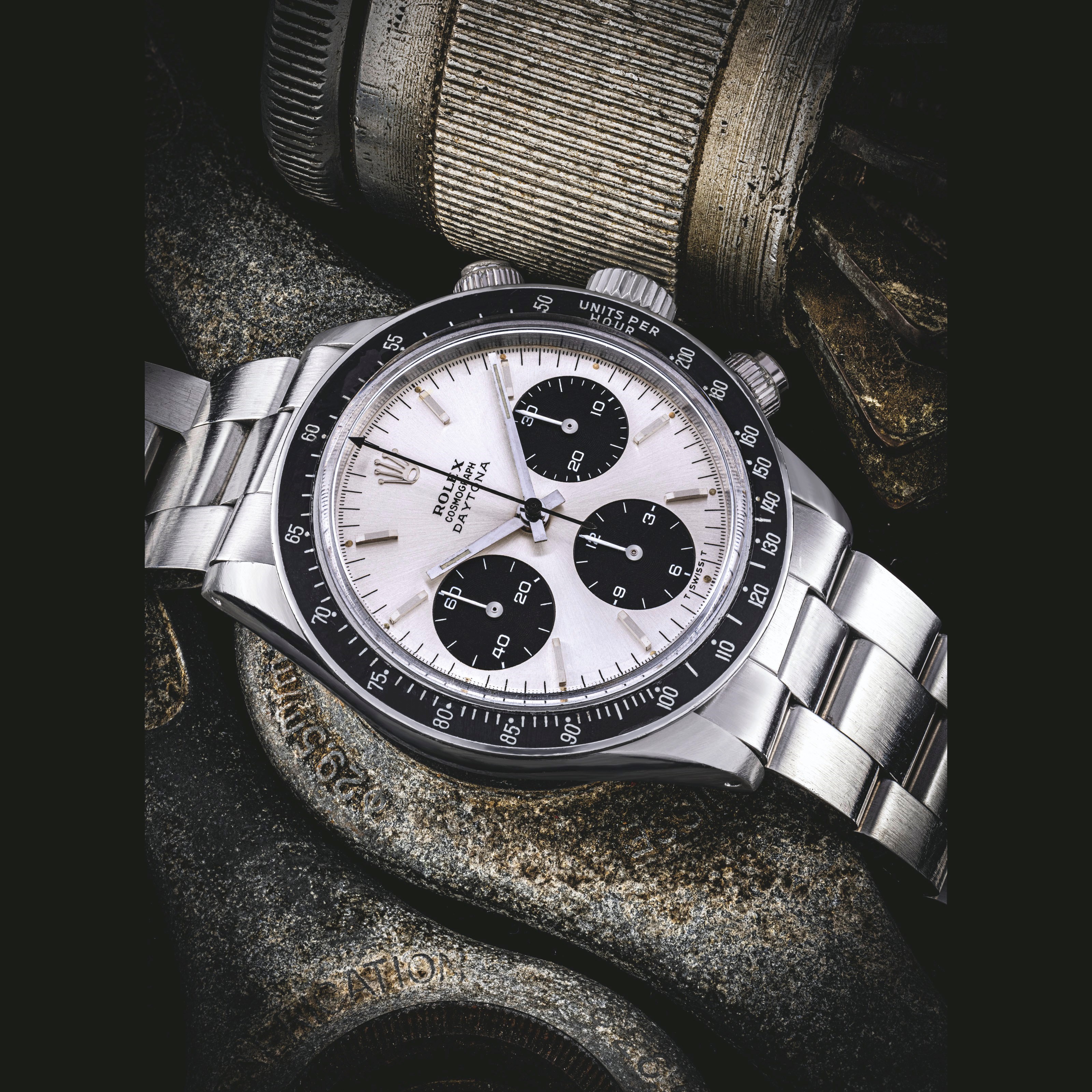 劳力士，不锈钢计时链带腕表，迪通拿「JUMBO DAYTONA LOGO」，型号6240，约1966年制，附原厂证书