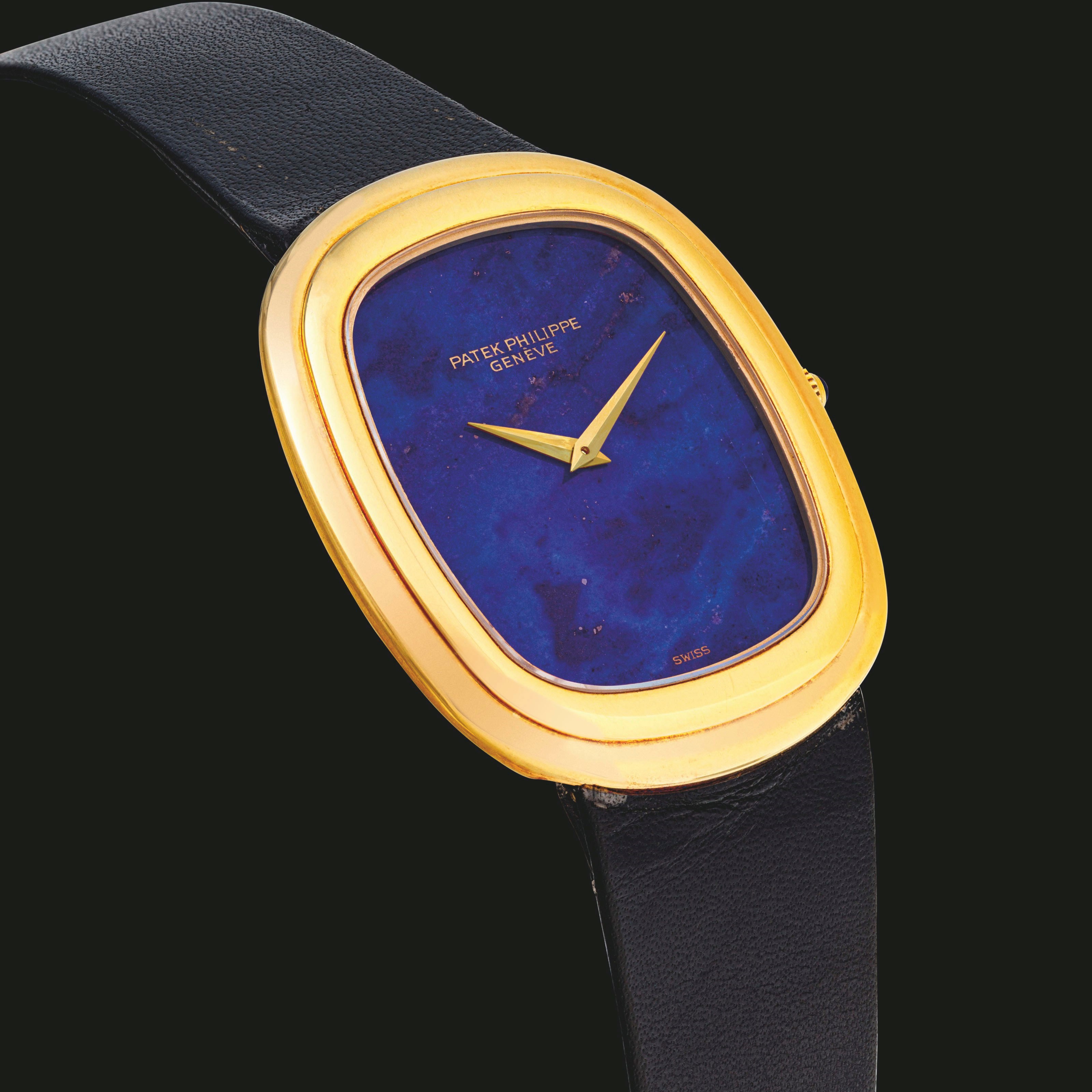 百达翡丽，18K金腕表，配青金石表盘，「ELLIPSE」，型号3630，约1977年制，附原厂证书、盒子及外包装