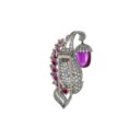 PINK SAPPHIRE, RUBY AND DIAMOND BROOCH, MOUNTED BY CARTIER