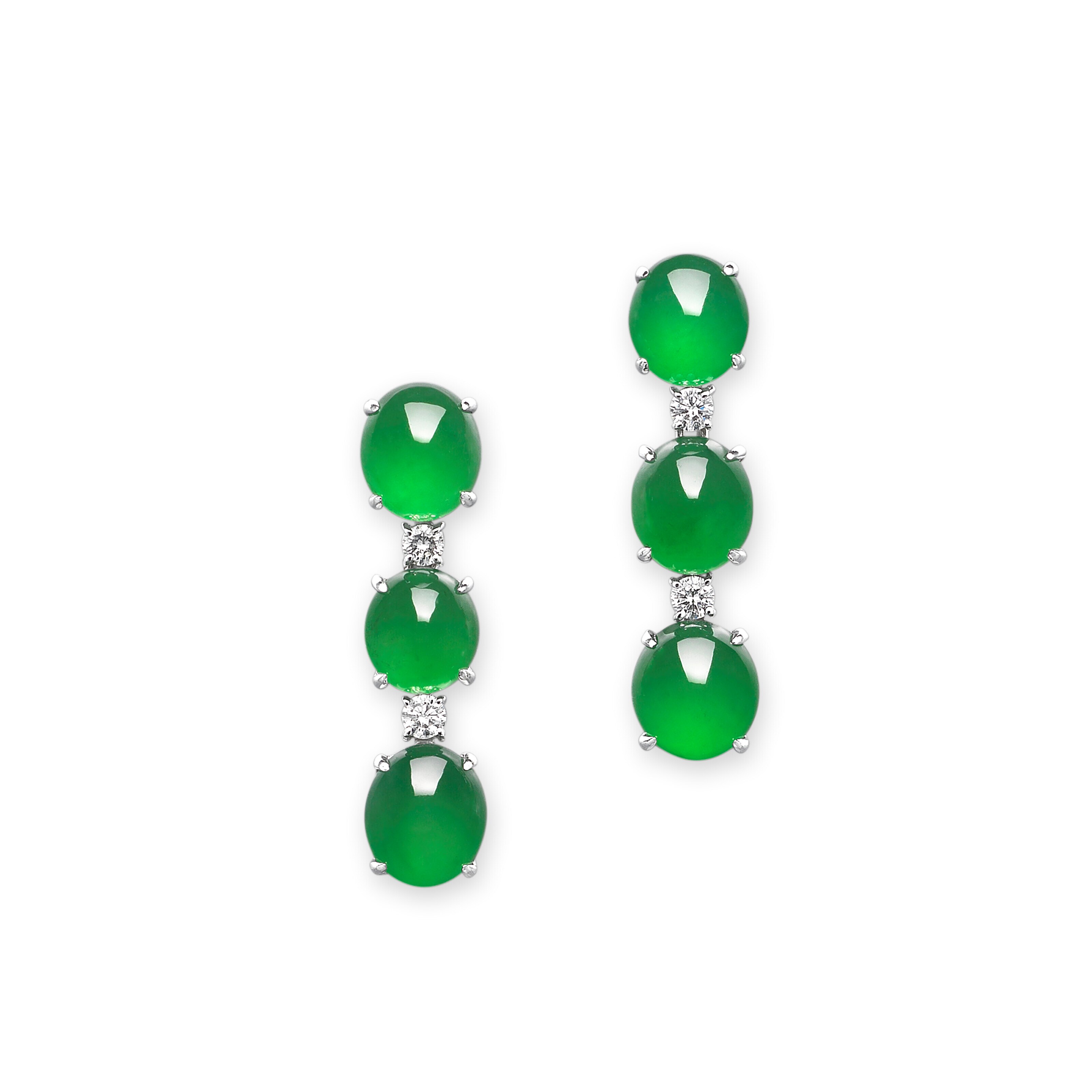 JADEITE AND DIAMOND EARRINGS