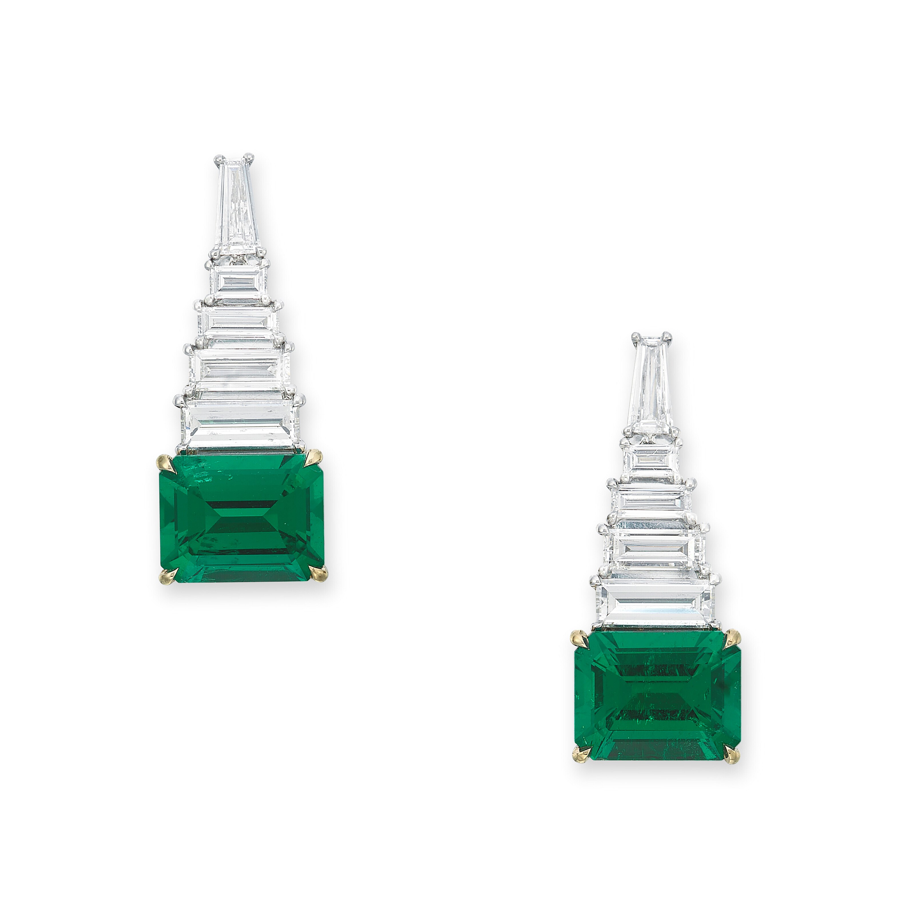 EMERALD AND DIAMOND EARRINGS