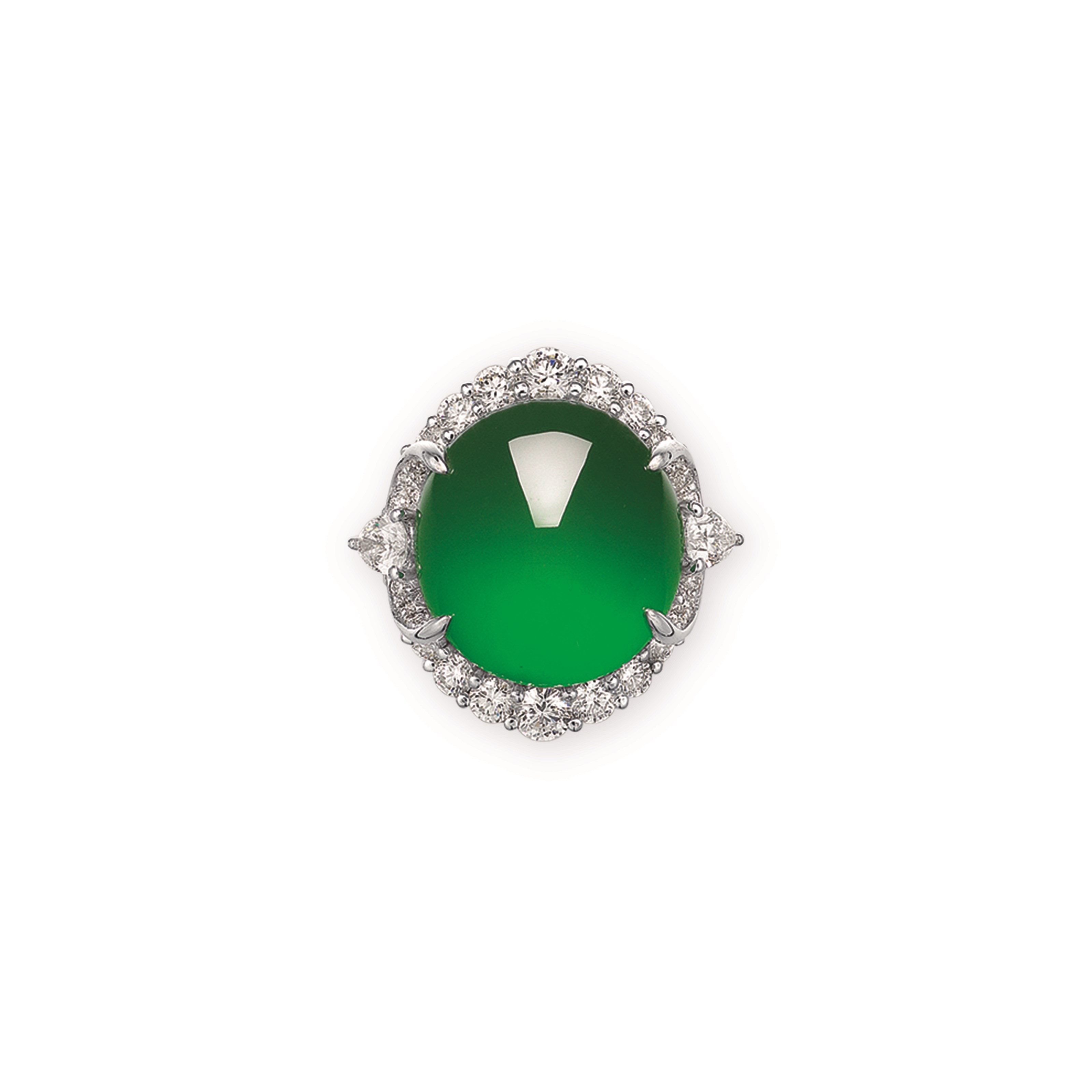 JADEITE AND DIAMOND RING