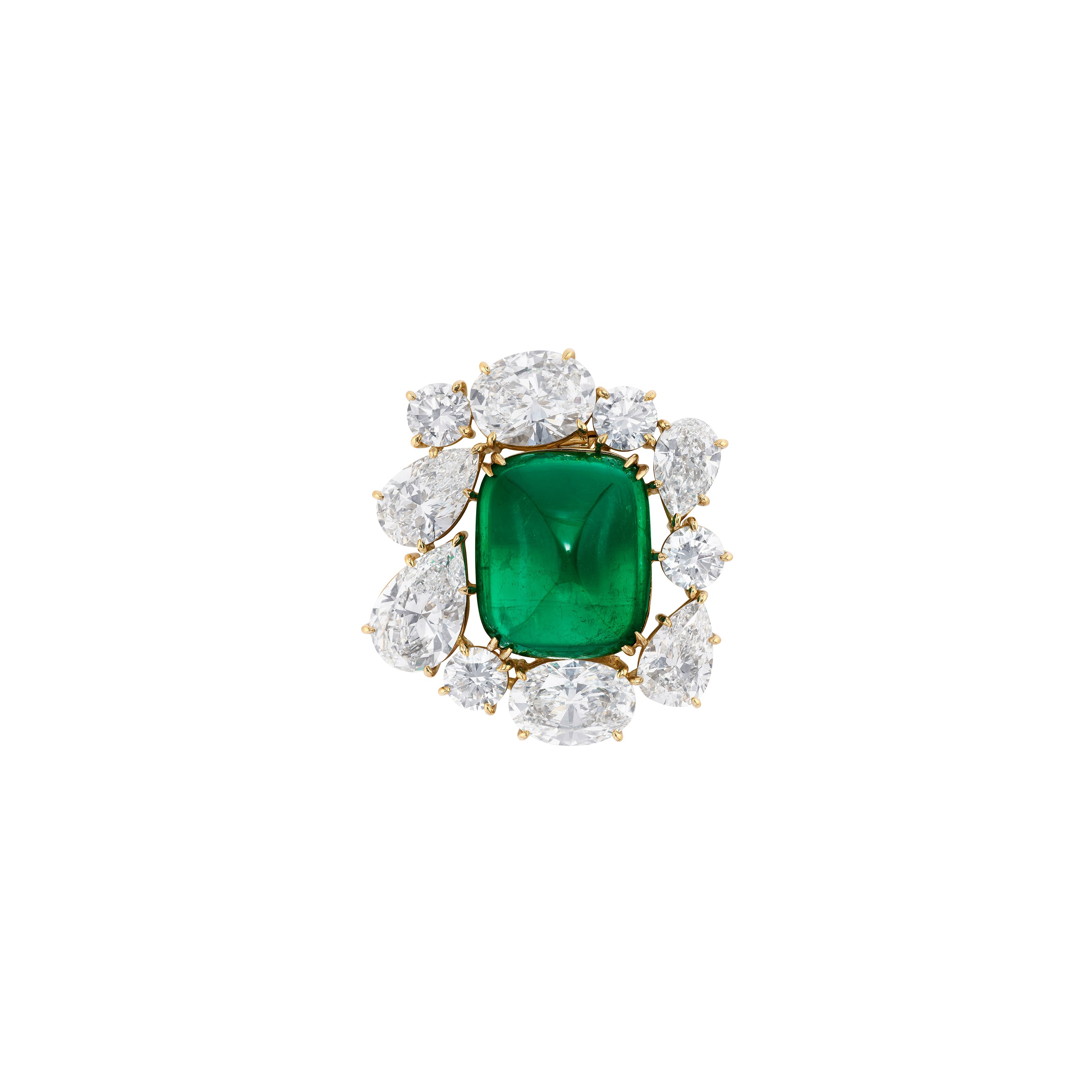 EMERALD AND DIAMOND BROOCH