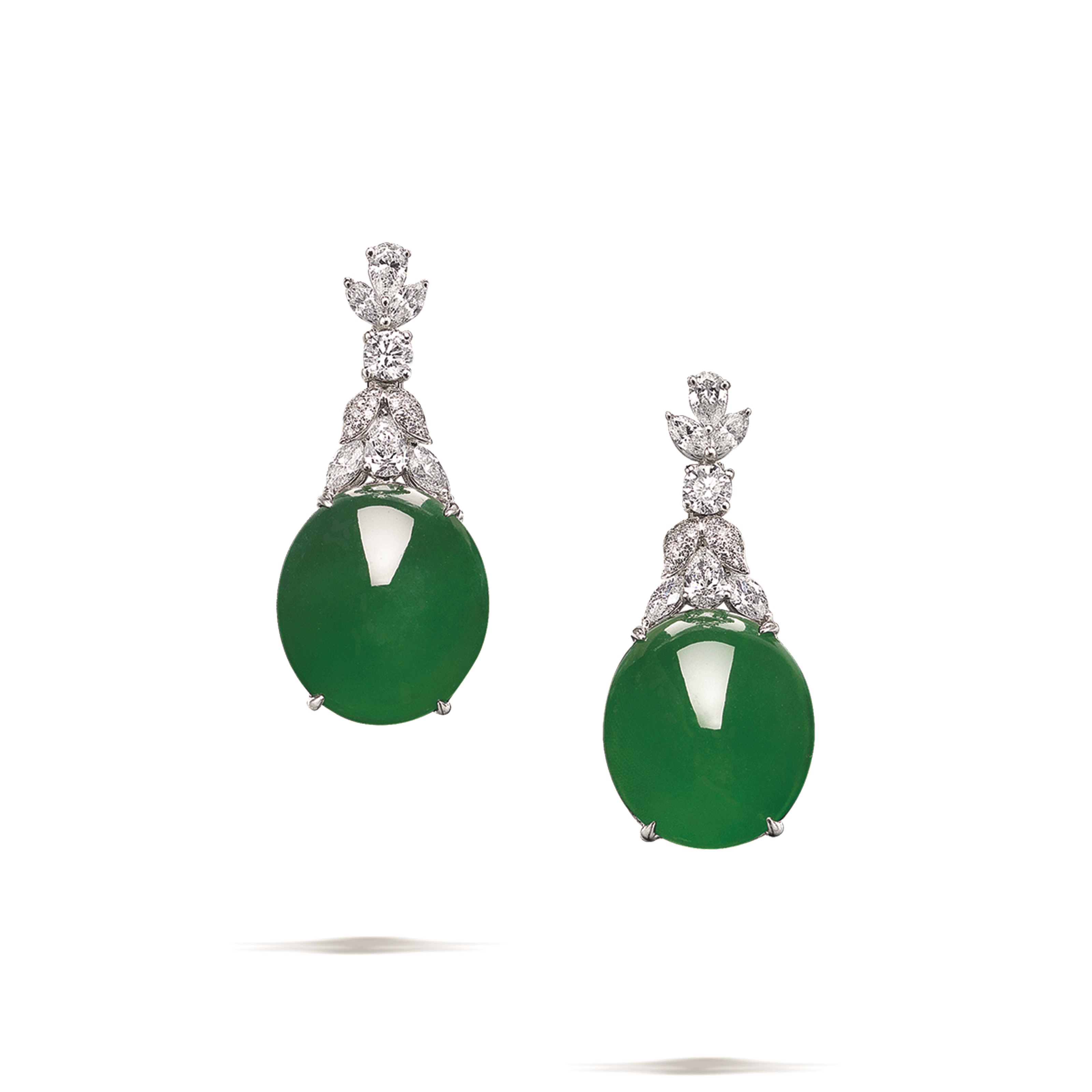 JADEITE AND DIAMOND EARRINGS