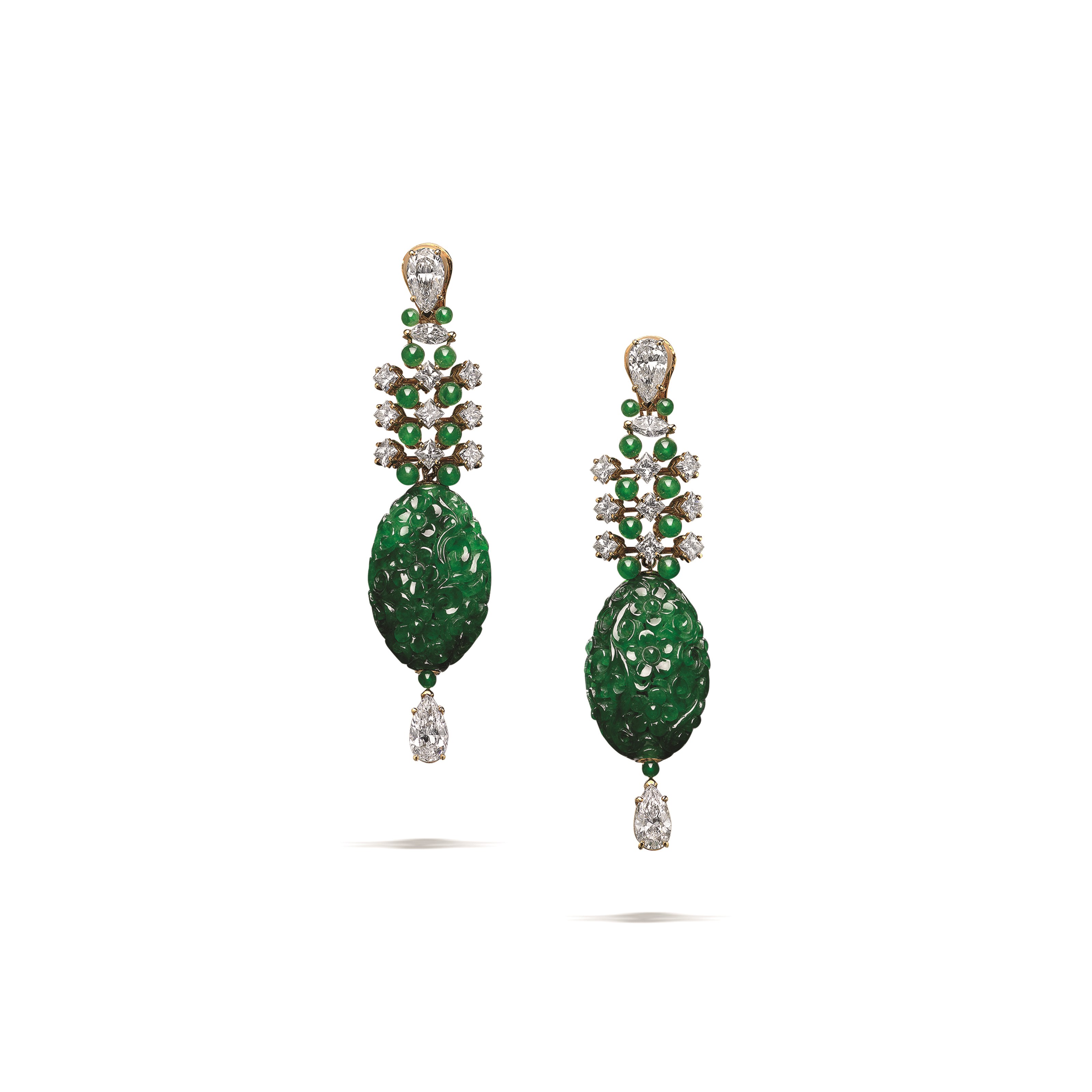 JADEITE AND DIAMOND EARRINGS