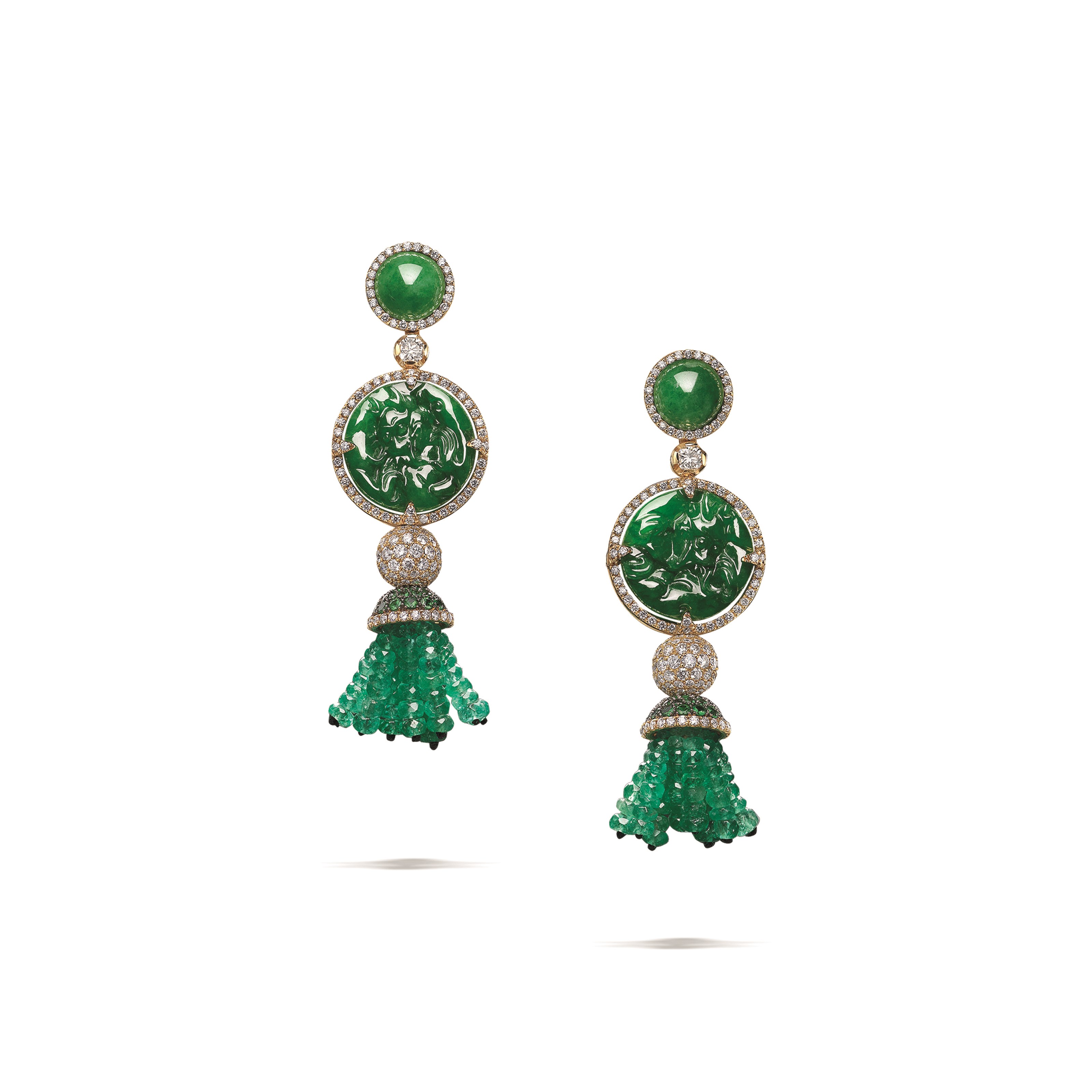 JADEITE AND MULTI-GEM EARRINGS