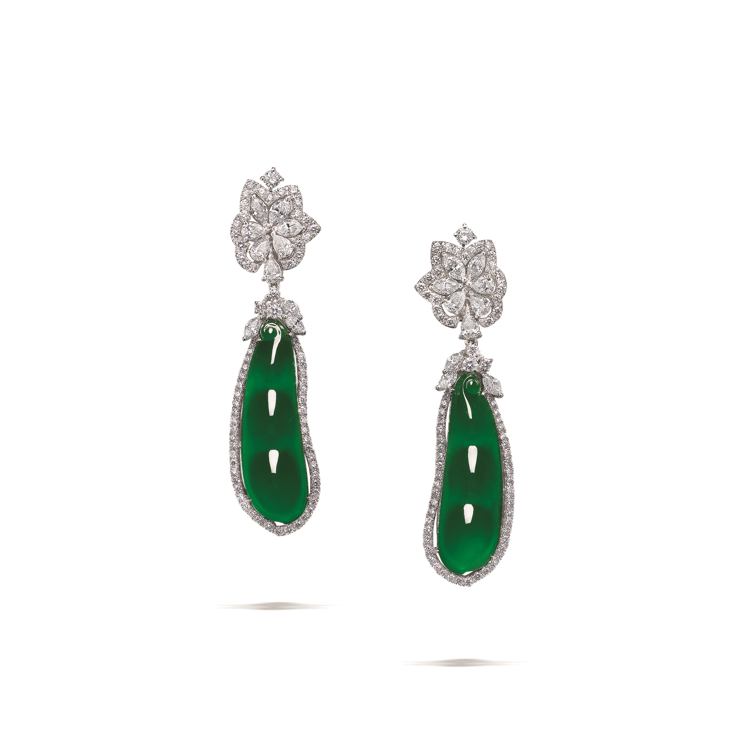 JADEITE AND DIAMOND EARRINGS