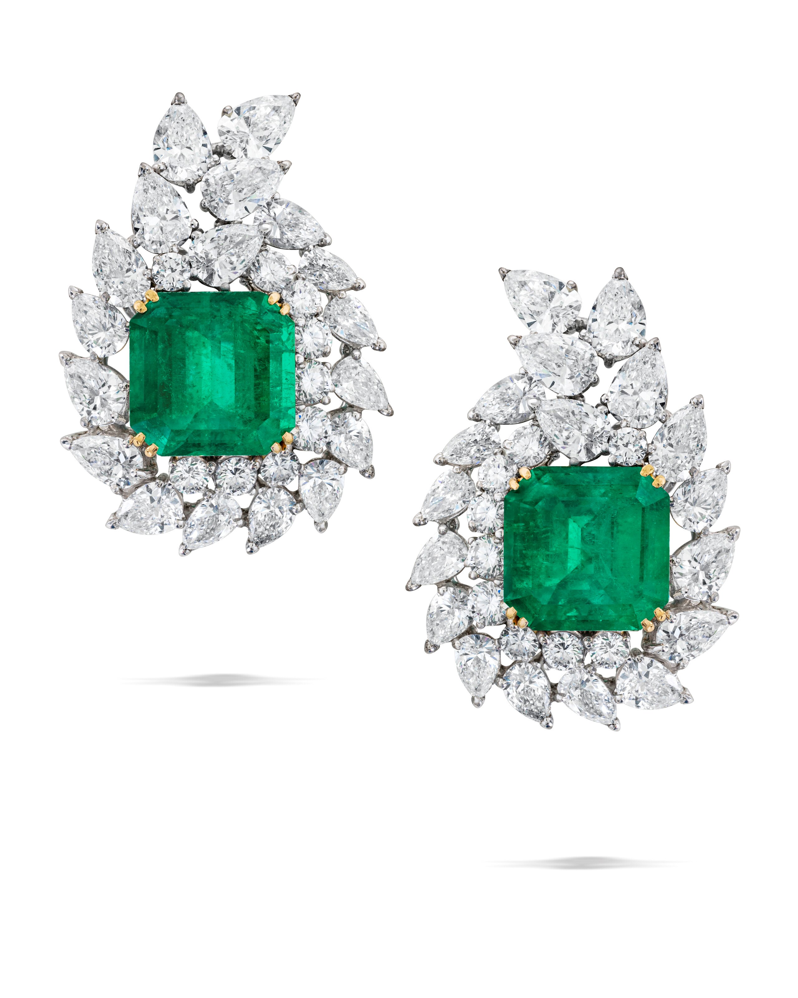 EMERALD AND DIAMOND EARRINGS