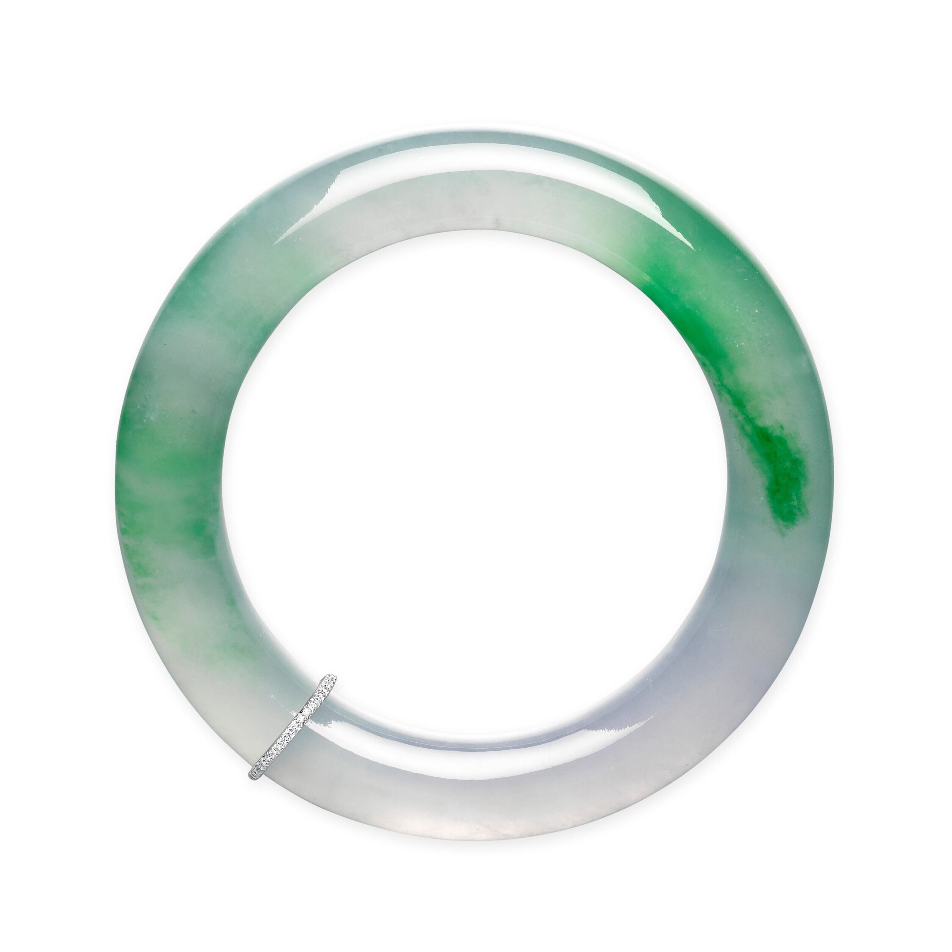 JADEITE AND DIAMOND BANGLE