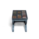 A REGENCY-STYLE X-FRAME GREY-PAINTED LOW TABLE